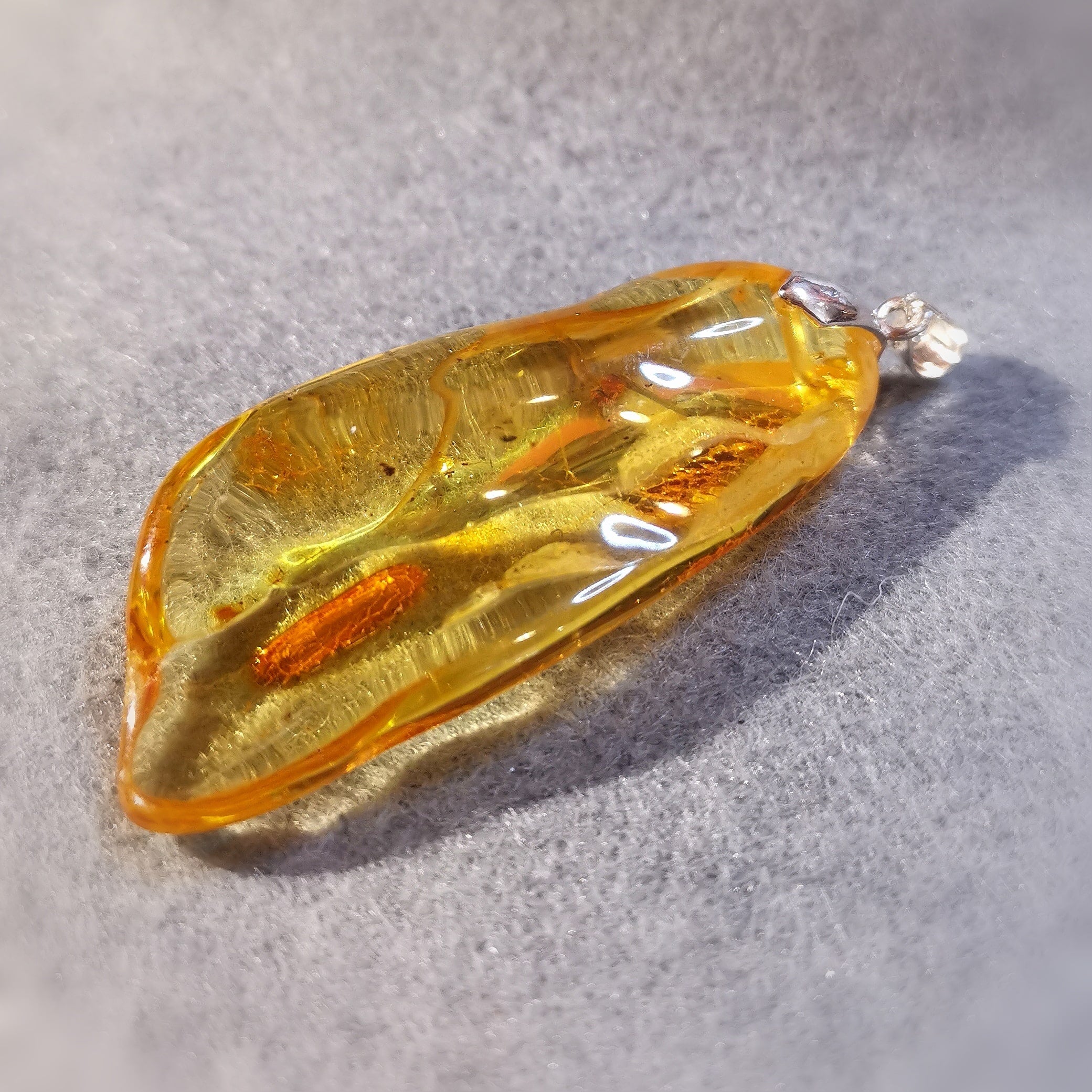 geweihter Bernstein Edelstein Natur Nugget Anhänger Sterlingsilber XXL, gelb - reine Lebensfreude
