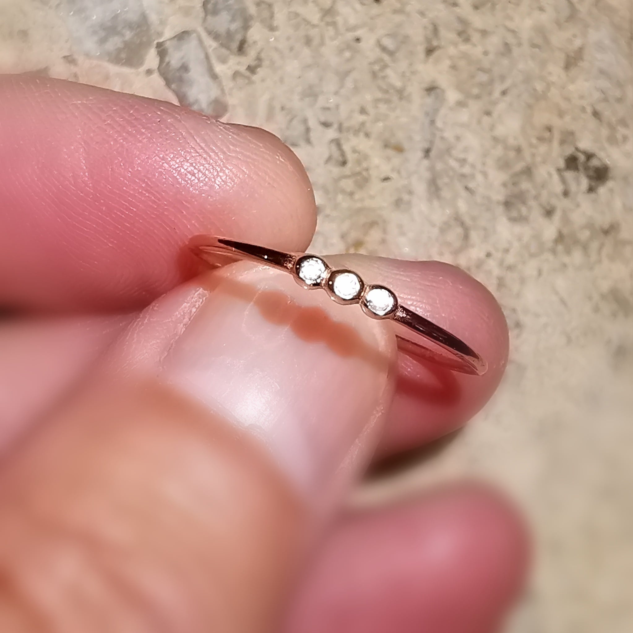 zarter Rose Gold Ring mit Zirkon, das Leben verzaubert, Größe 57, Karma, geweiht