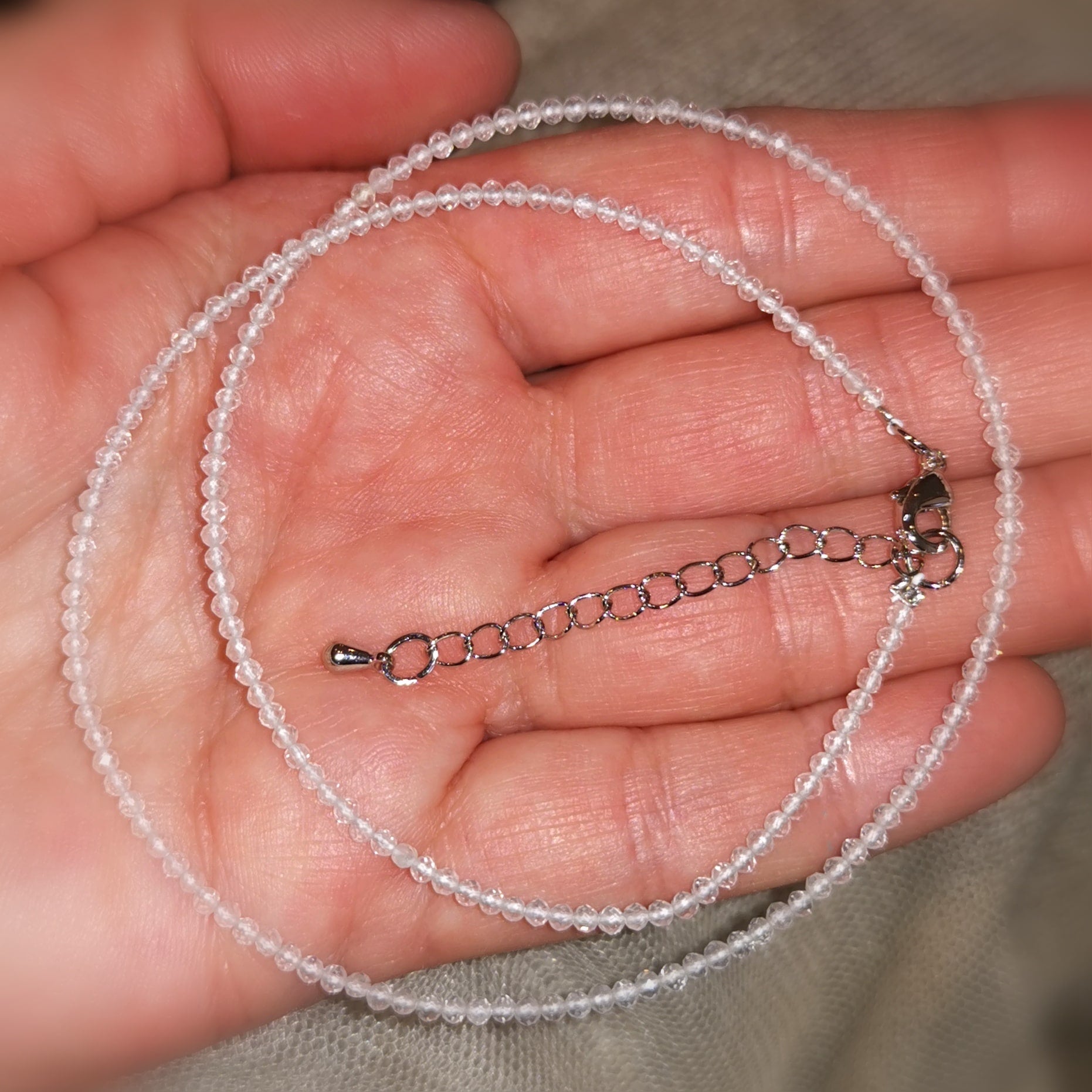 Bergkristall Heilstein Edelstein Wellness Chakra Kette 2 mm, geweiht - Reinigung, Klarheit