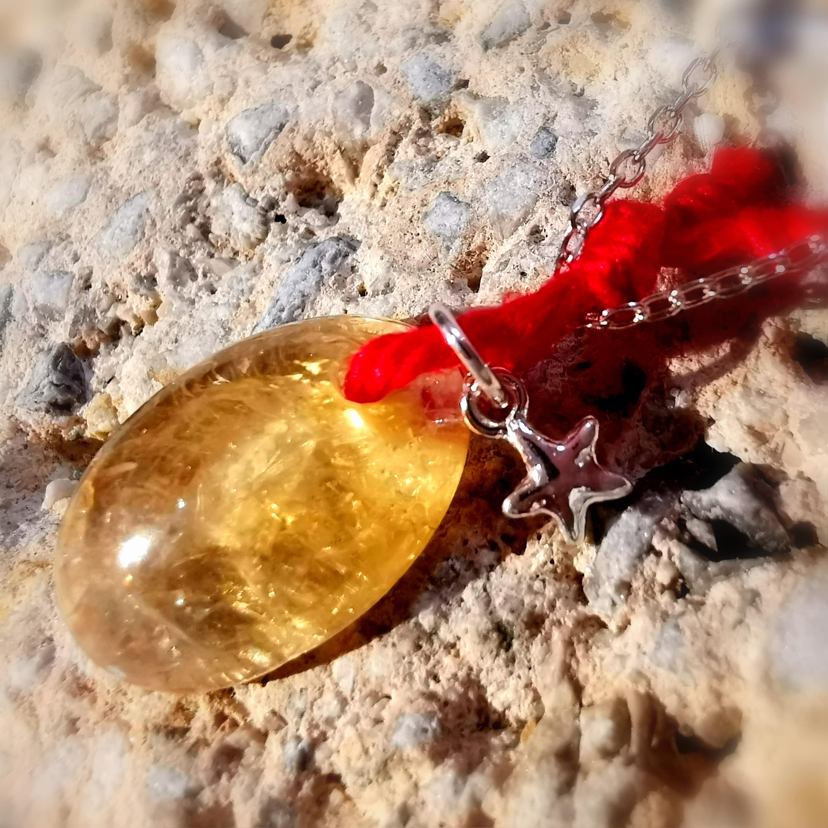 Citrin Edelstein Seestern Karma Kette, lichtvoller Aura Schutz, Heilstein Chakra Krafttier Schmuck, geweiht