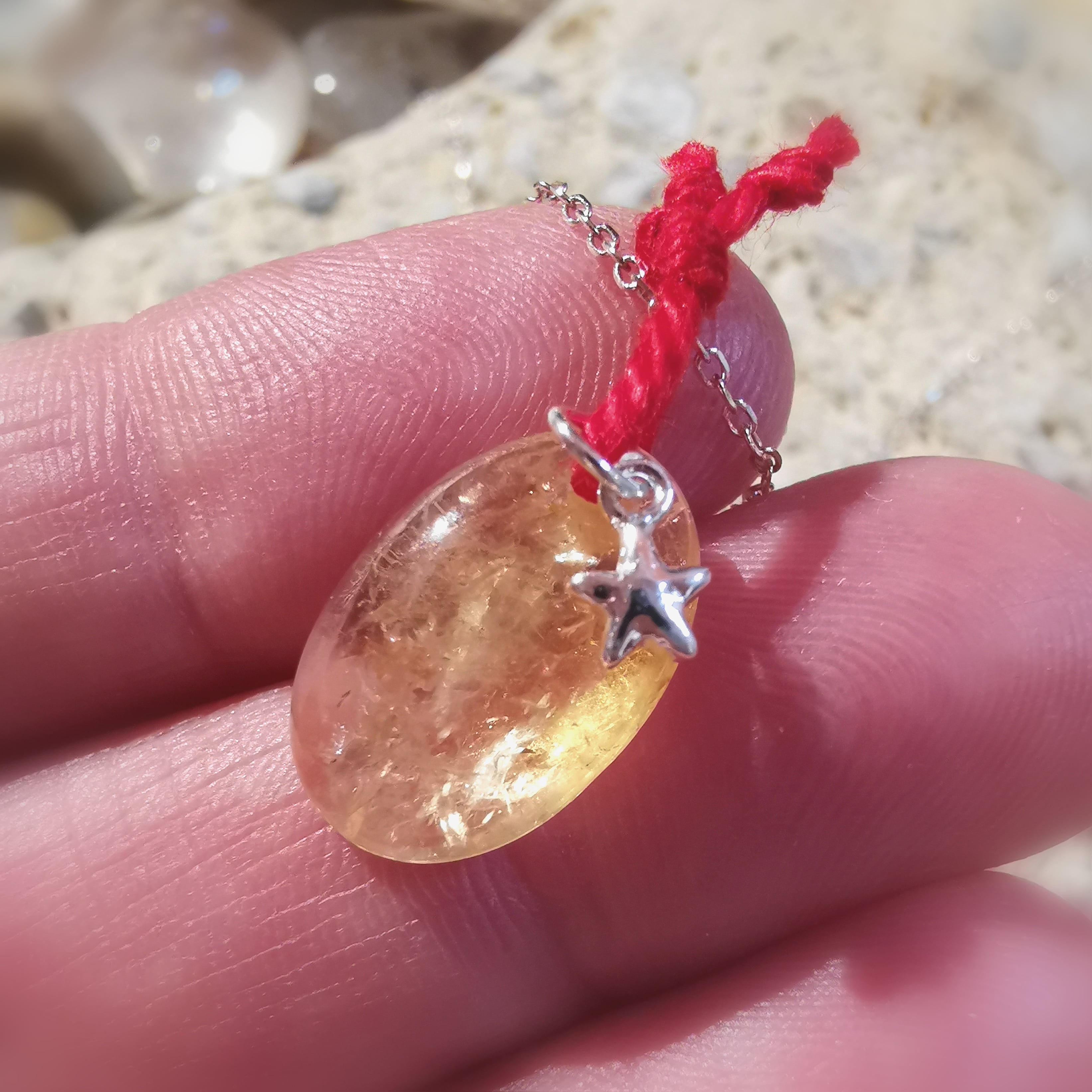 Citrin Edelstein Seestern Karma Kette, lichtvoller Aura Schutz, Heilstein Chakra Krafttier Schmuck, geweiht