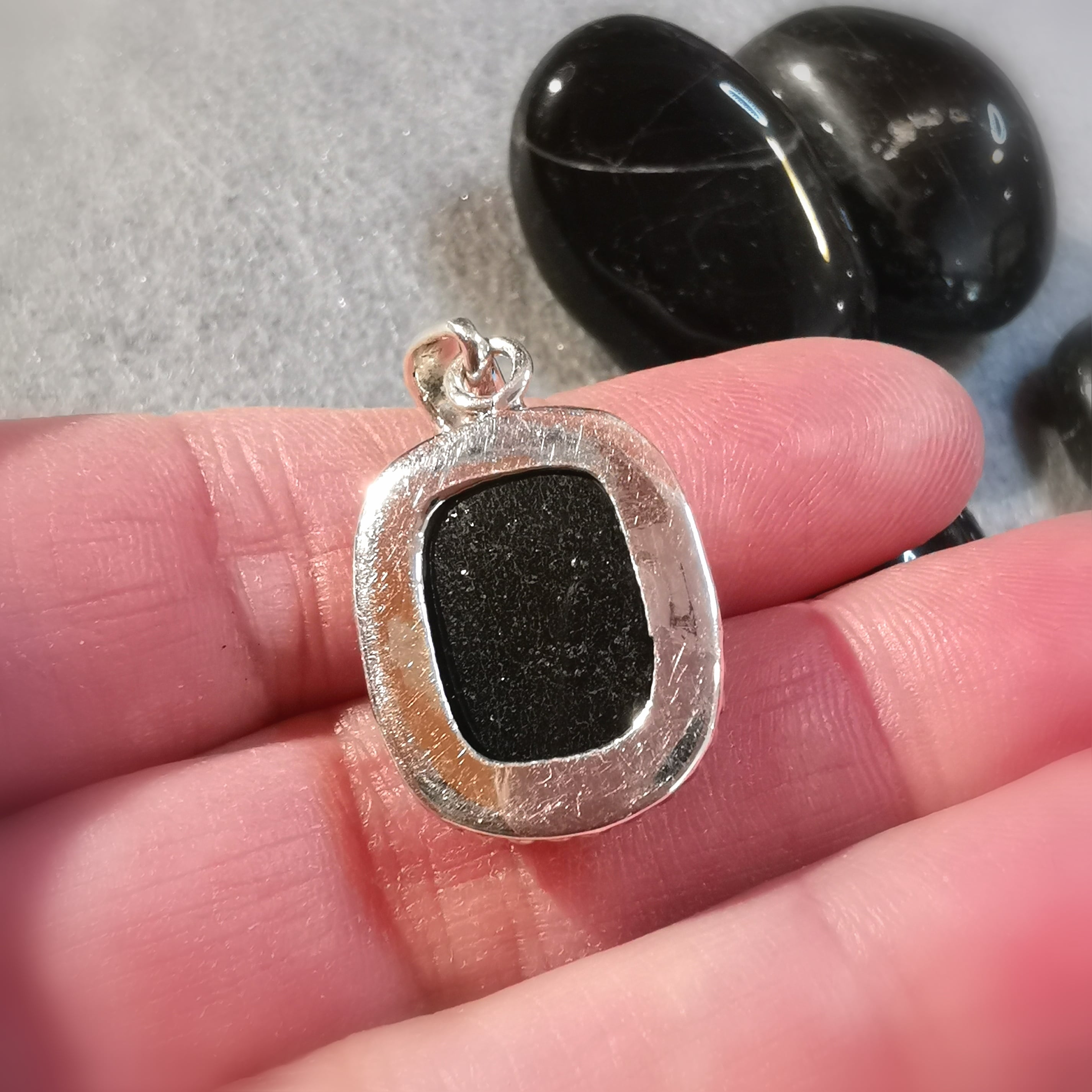Turmalin Edelstein Heilstein Sterlingsilber Karma Chakra Anhänger, Aura Schutz und Kraft