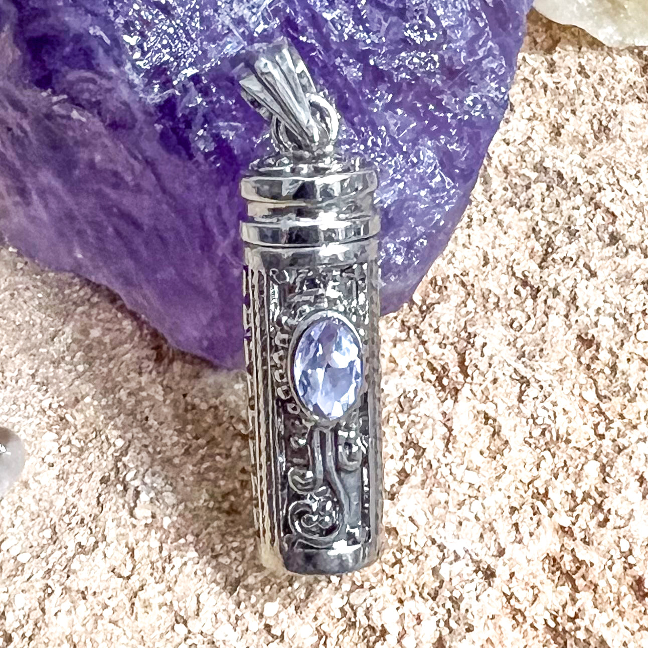 Wunsch Medaillon Glücksbringer Anhänger Fashion mit Amethyst