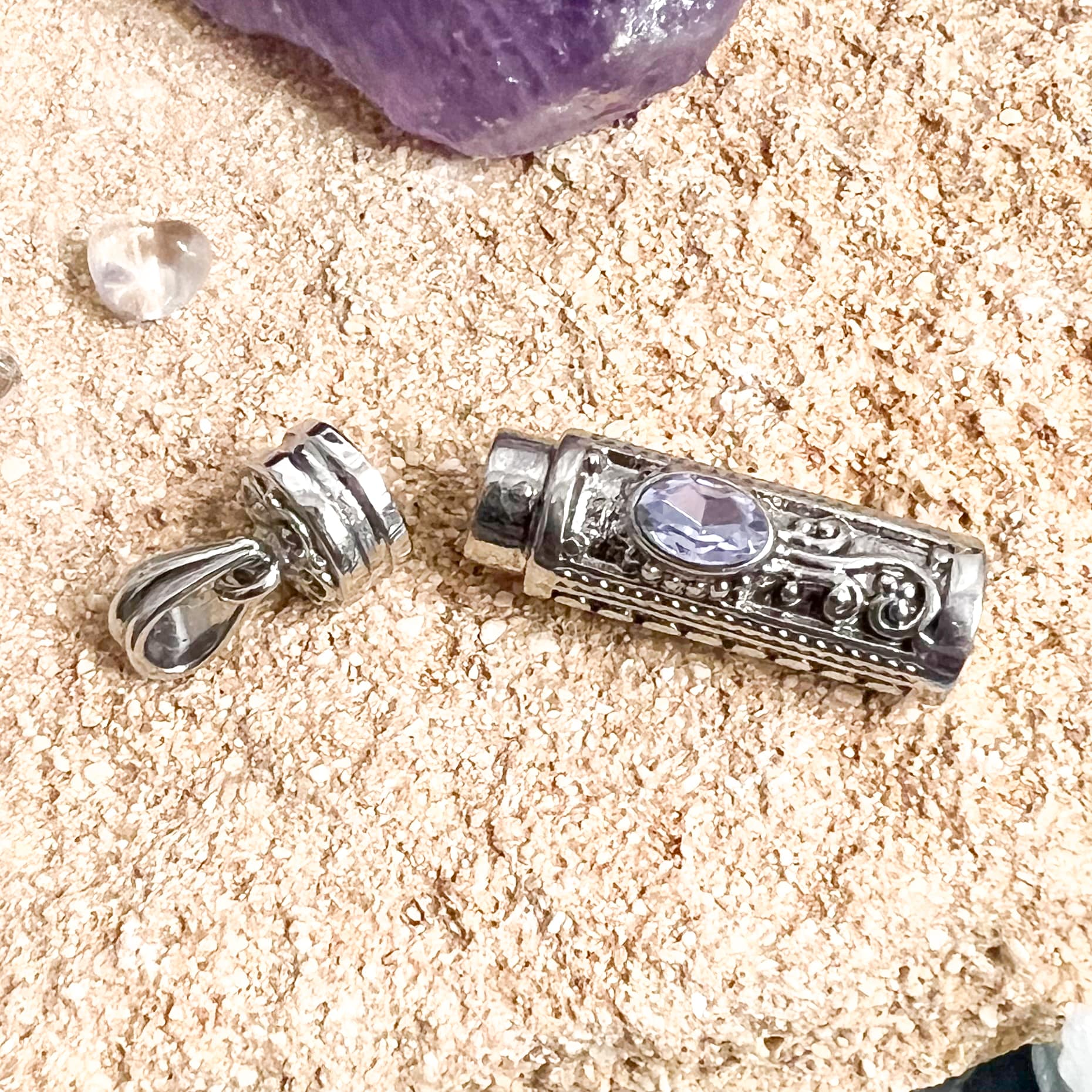 Wunsch Medaillon Glücksbringer Anhänger Fashion mit Amethyst