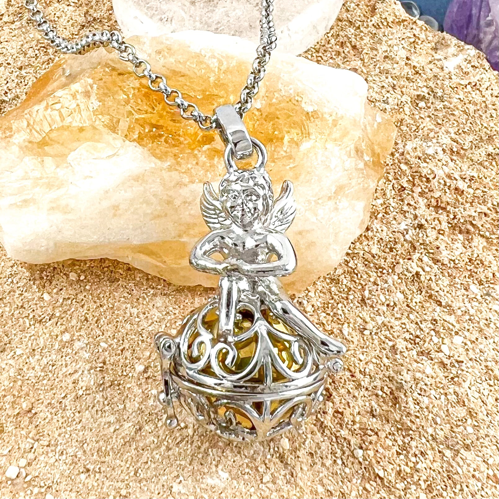 Engelsrufer Klangkugel mit Schutzengel Fashion Kette Gold 70 cm - Lichtbringer, ich bin behütet