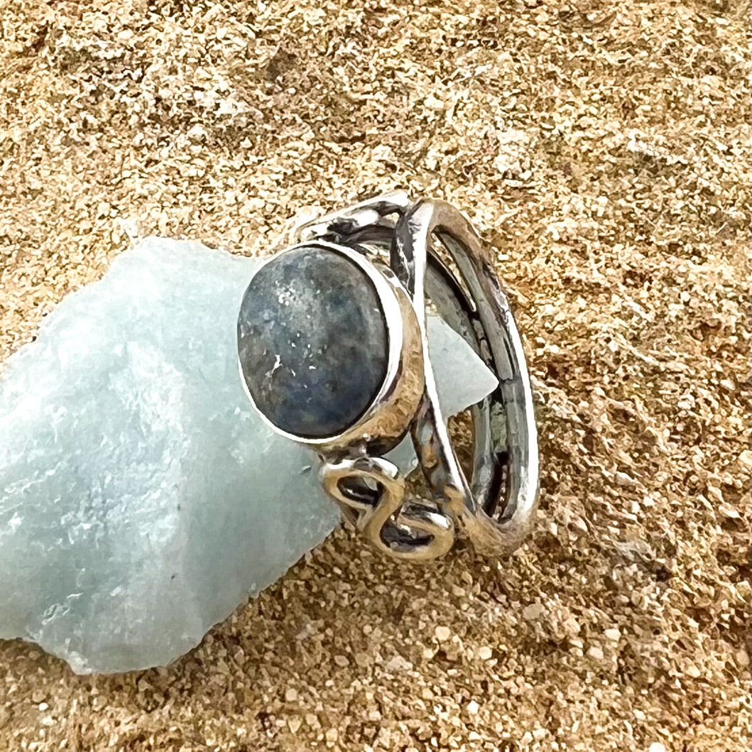 Lapislazuli Edelstein Heilstein Sterlingsilber Ring - Größe 55 - Selbstvertrauen
