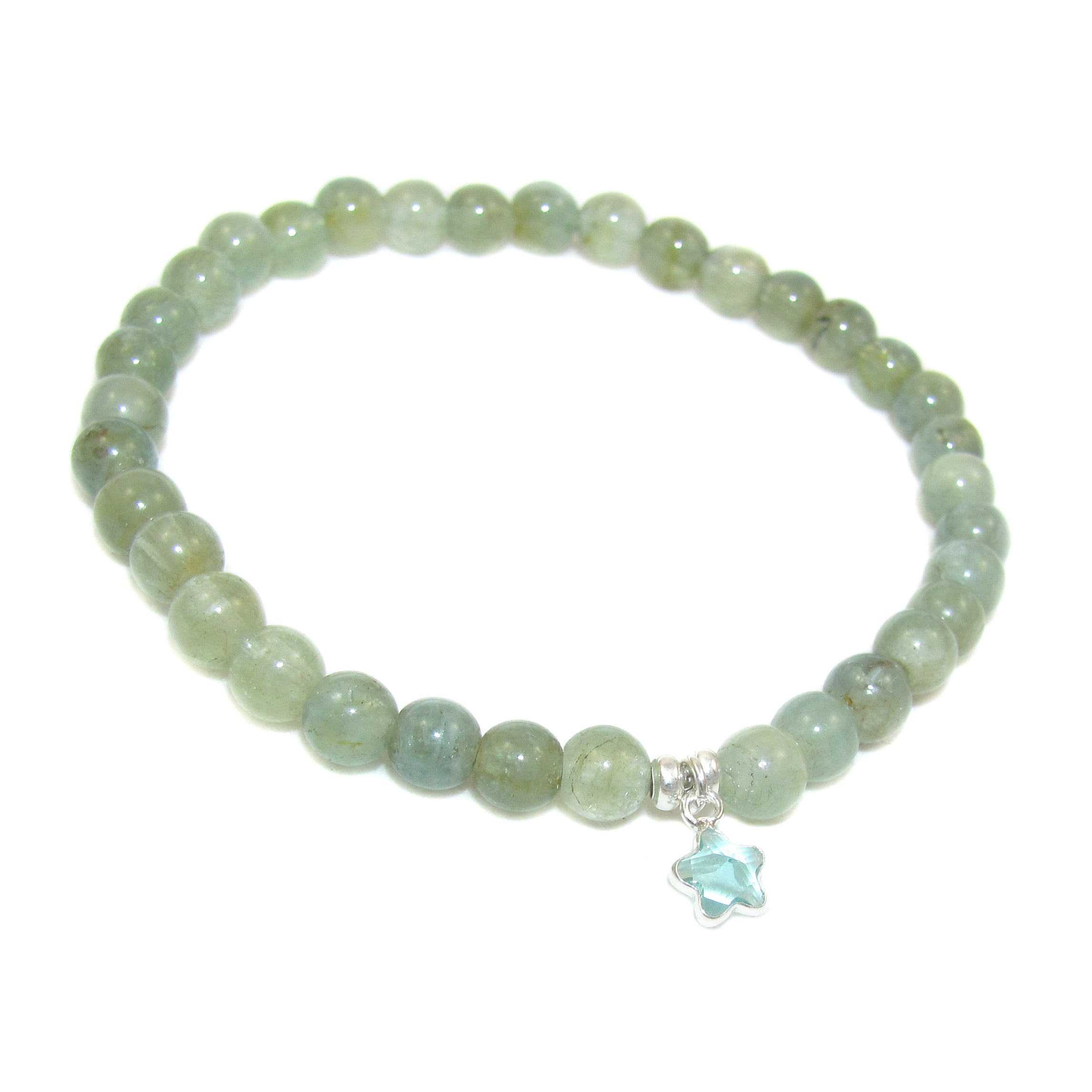 Aquamarin Zirkon Seestern Karma Armband, grüner Lagunen Wasser Edelstein, im Paradies