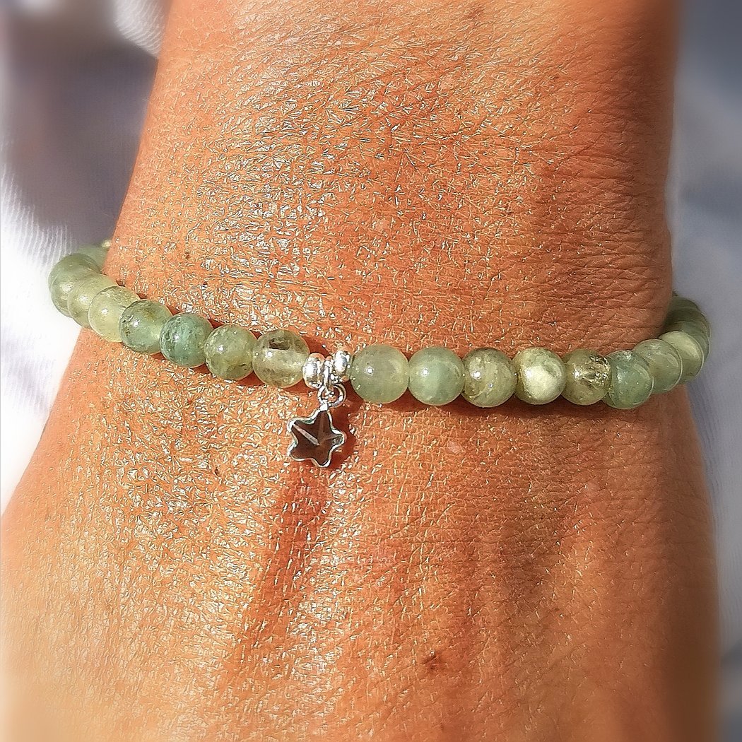 Aquamarin Zirkon Seestern Karma Armband, grüner Lagunen Wasser Edelstein, im Paradies