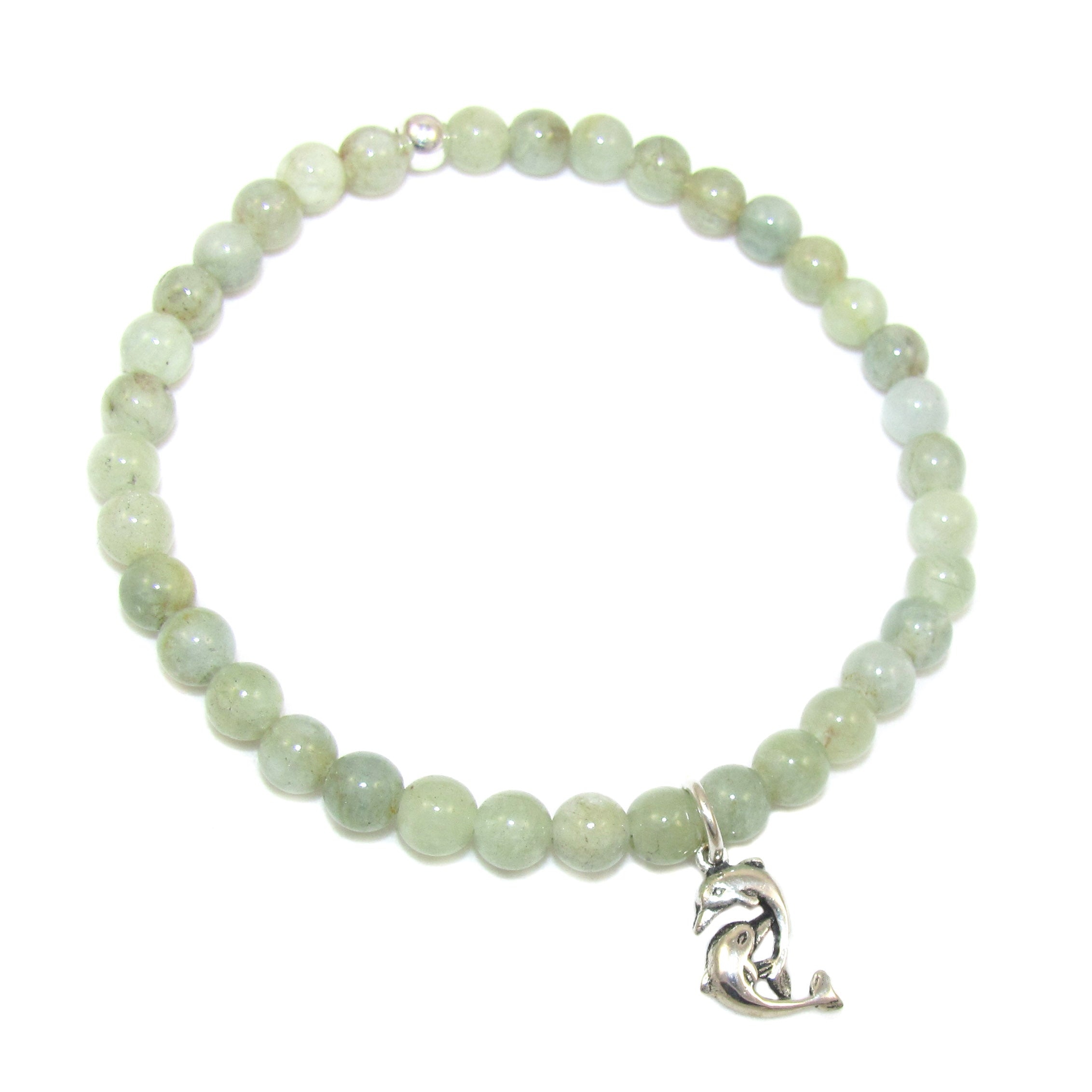 Delfin Aquamarin Karma Armband, grüner Lagunen Wasser Edelstein, Engel der Meere