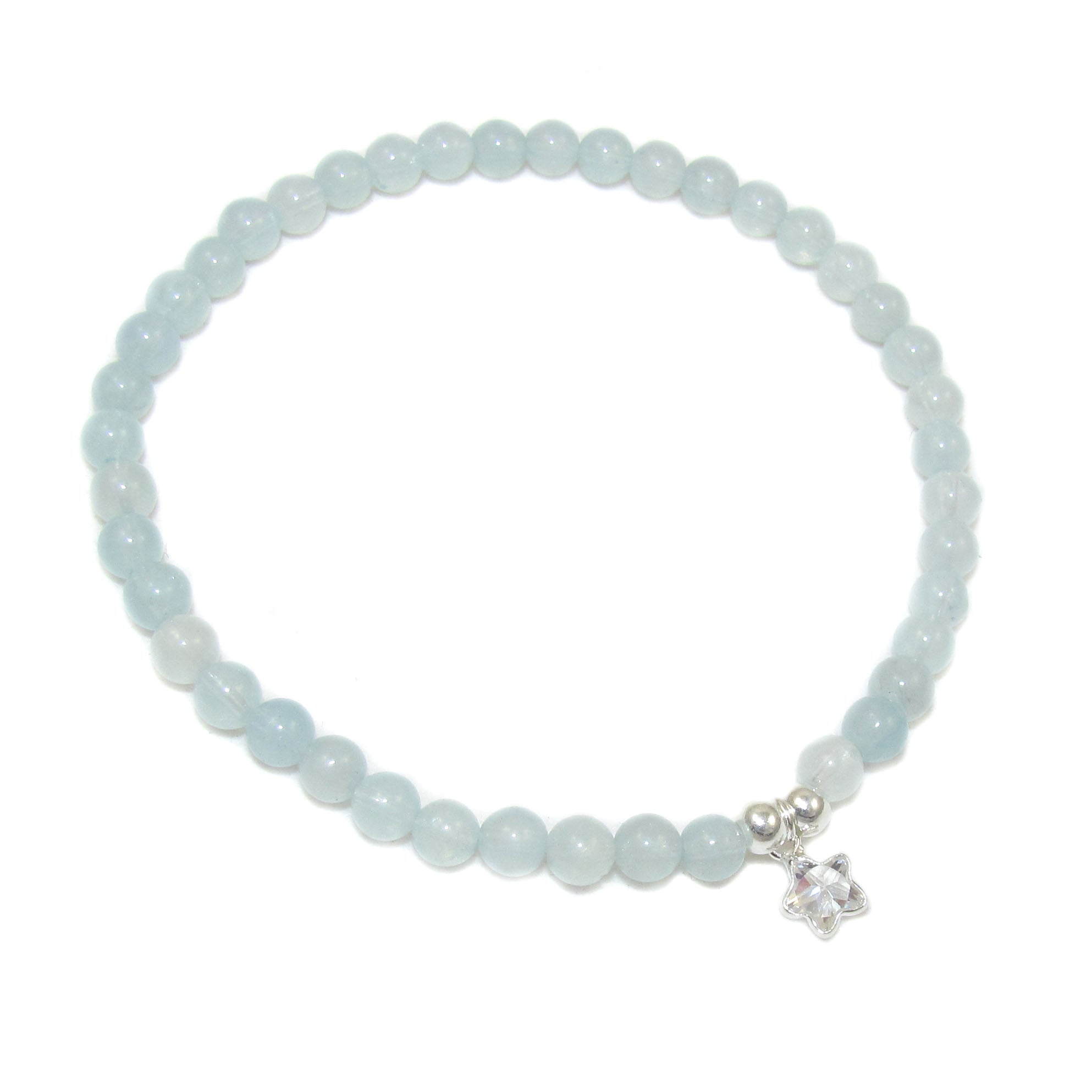 Aquamarin Seepferdchen Karma Armband, lichtvoller wasserblauer Edelstein, in Balance - geweiht