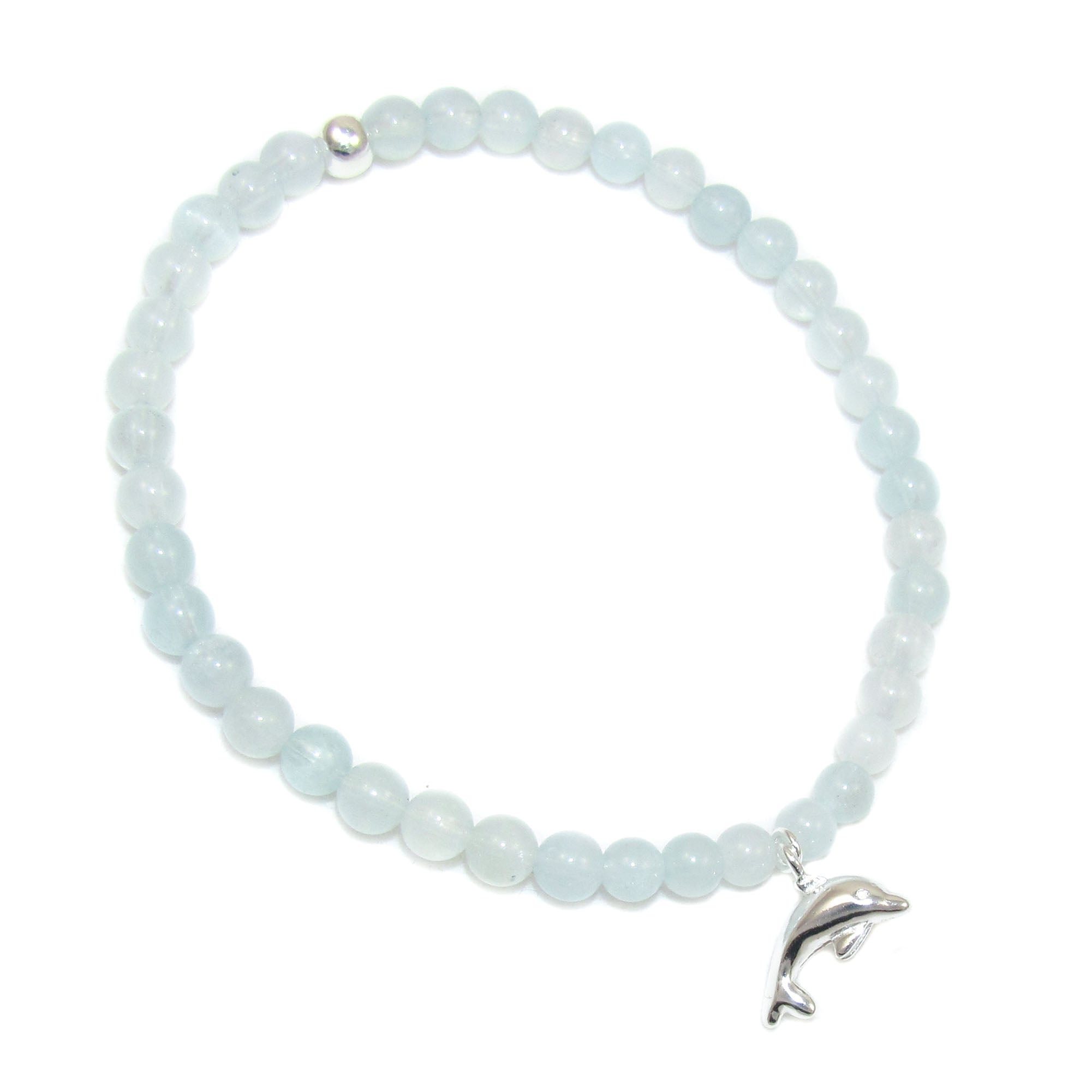 Delfin Aquamarin Karma Armband, hell blauer Lagunen Wasser Edelstein, paradiesisch