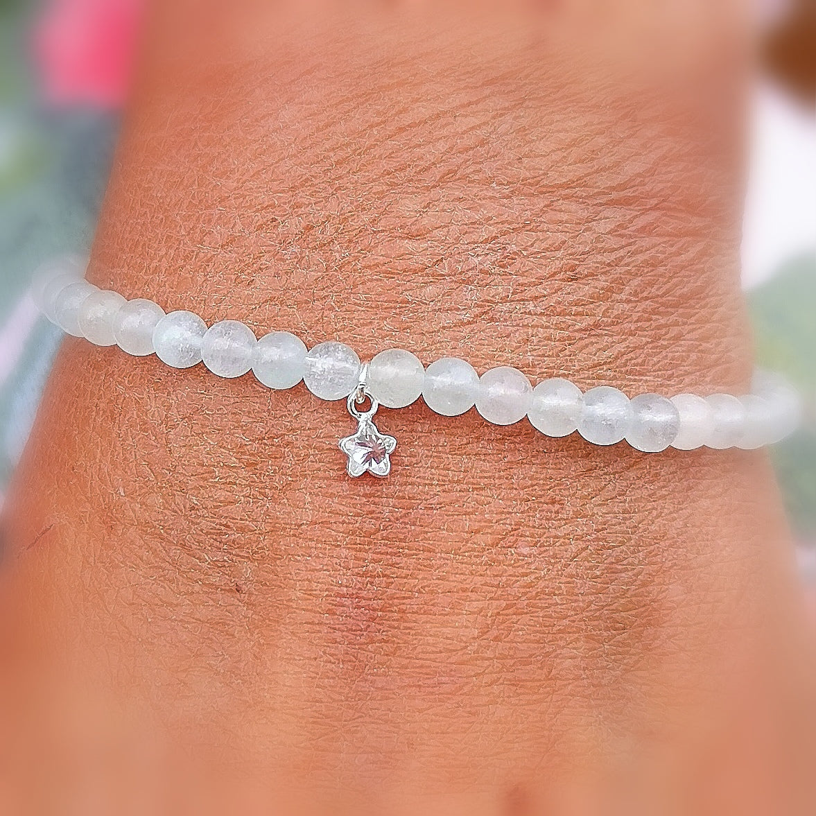 Aquamarin Seepferdchen Karma Armband, lichtvoller wasserblauer Edelstein, in Balance - geweiht