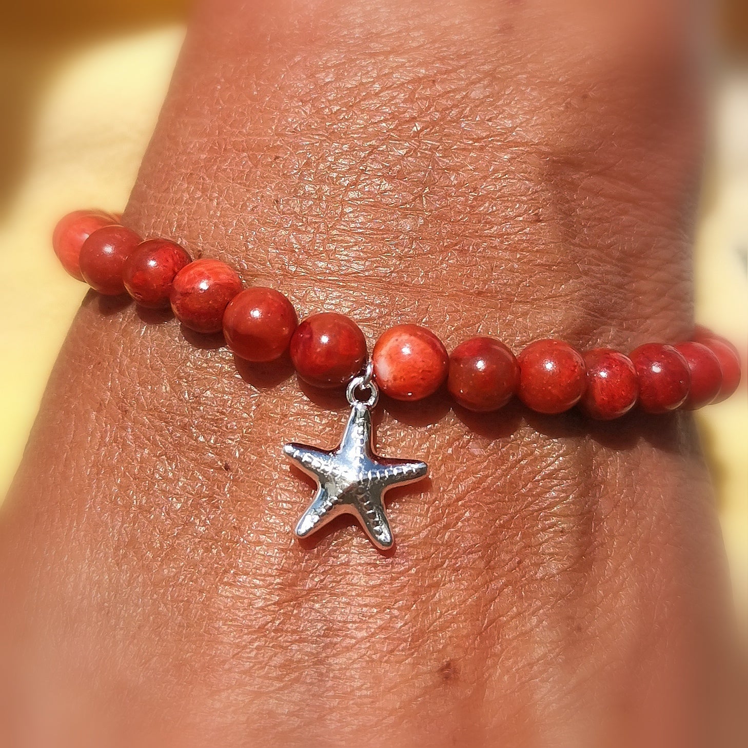 Koralle Seestern Karma Heilstein Edelstein Armband, Wunder willkommen