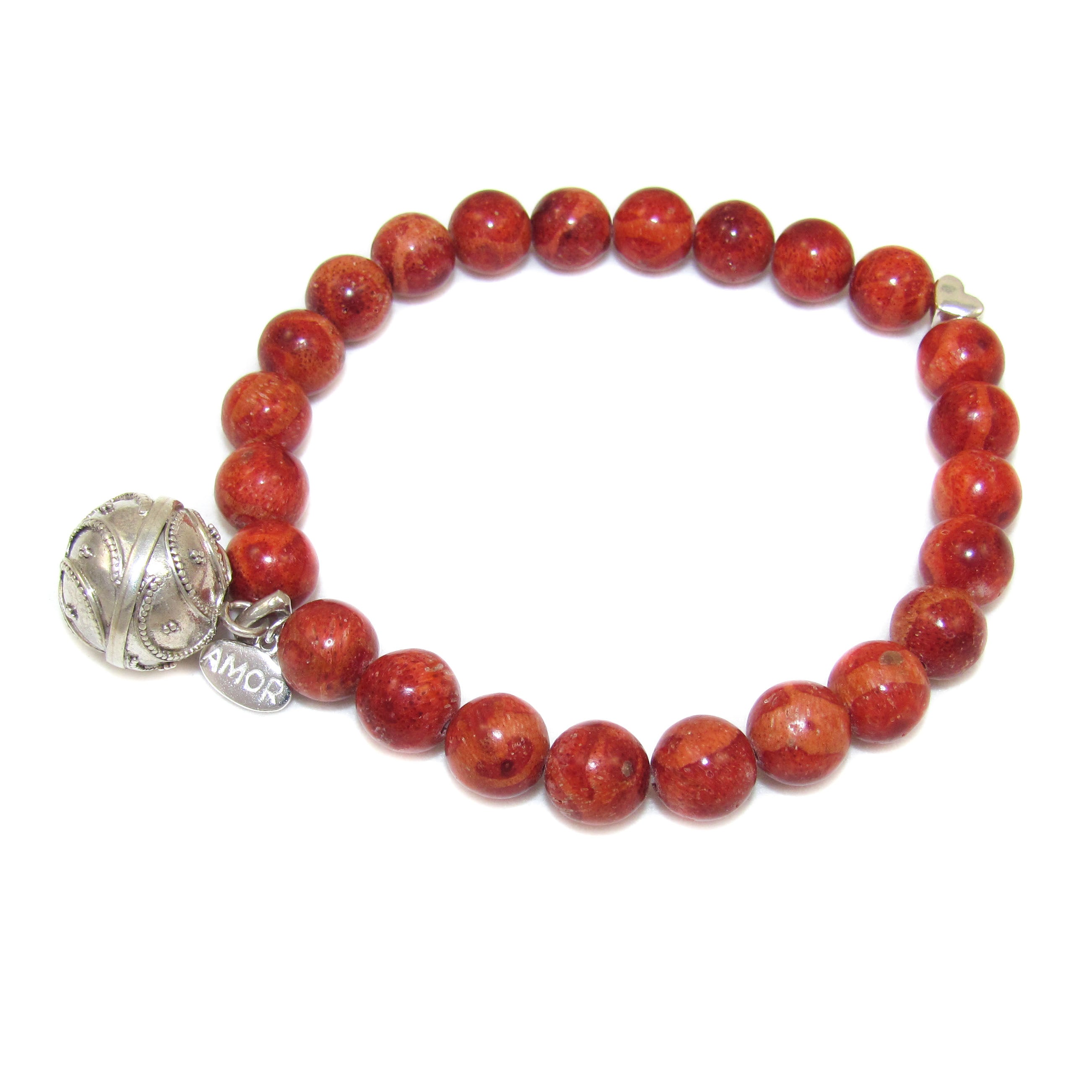 Engelsrufer Korallen Karma Heilstein Armband, Apfelkoralle, Leben und Lieben
