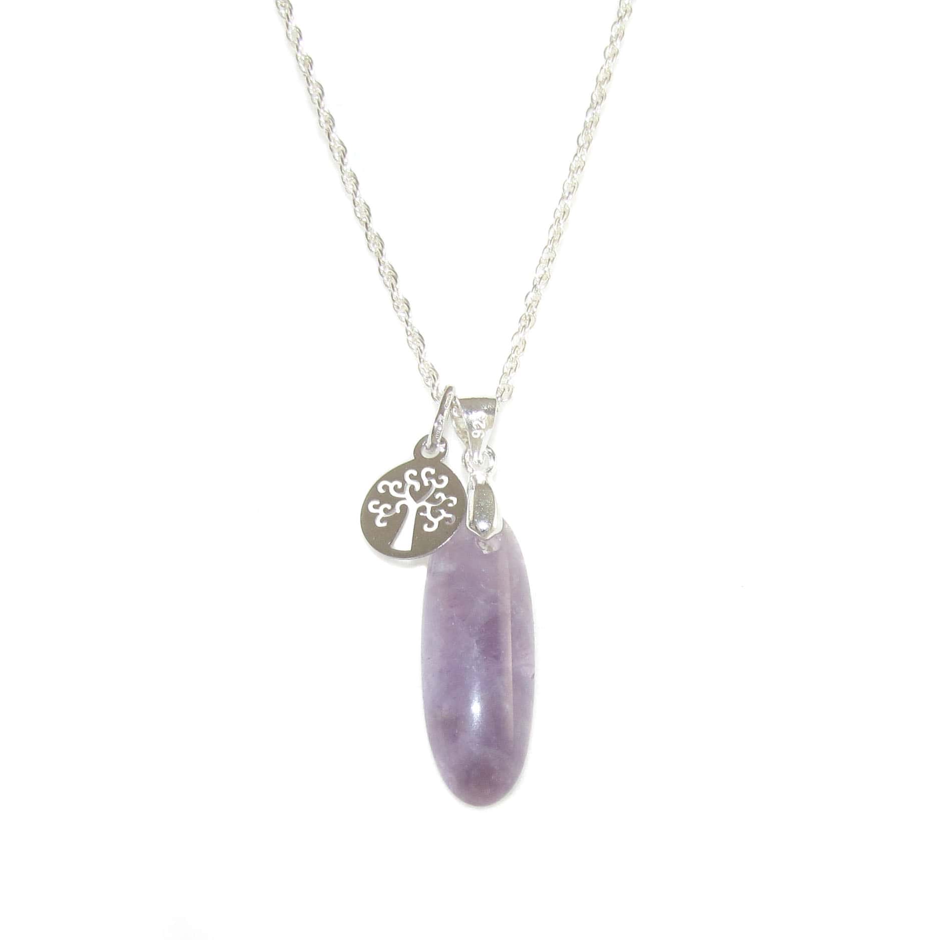 filigrane Amethyst Heilstein Edelstein Lebensbaum Karma Kette Sterlingsilber, geweiht - Himmel und Erde