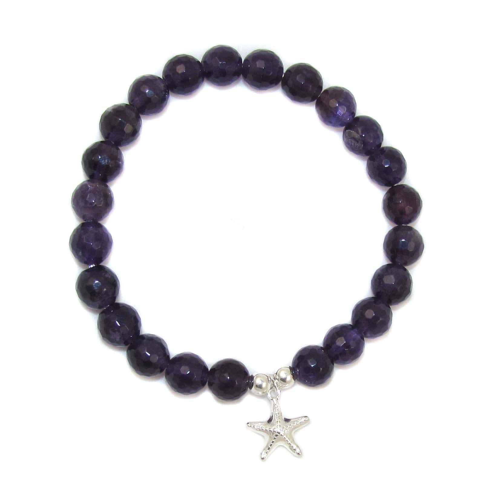 Pulsera de piedra curativa de piedras preciosas de karma de estrella de mar de amatista, vida de confianza