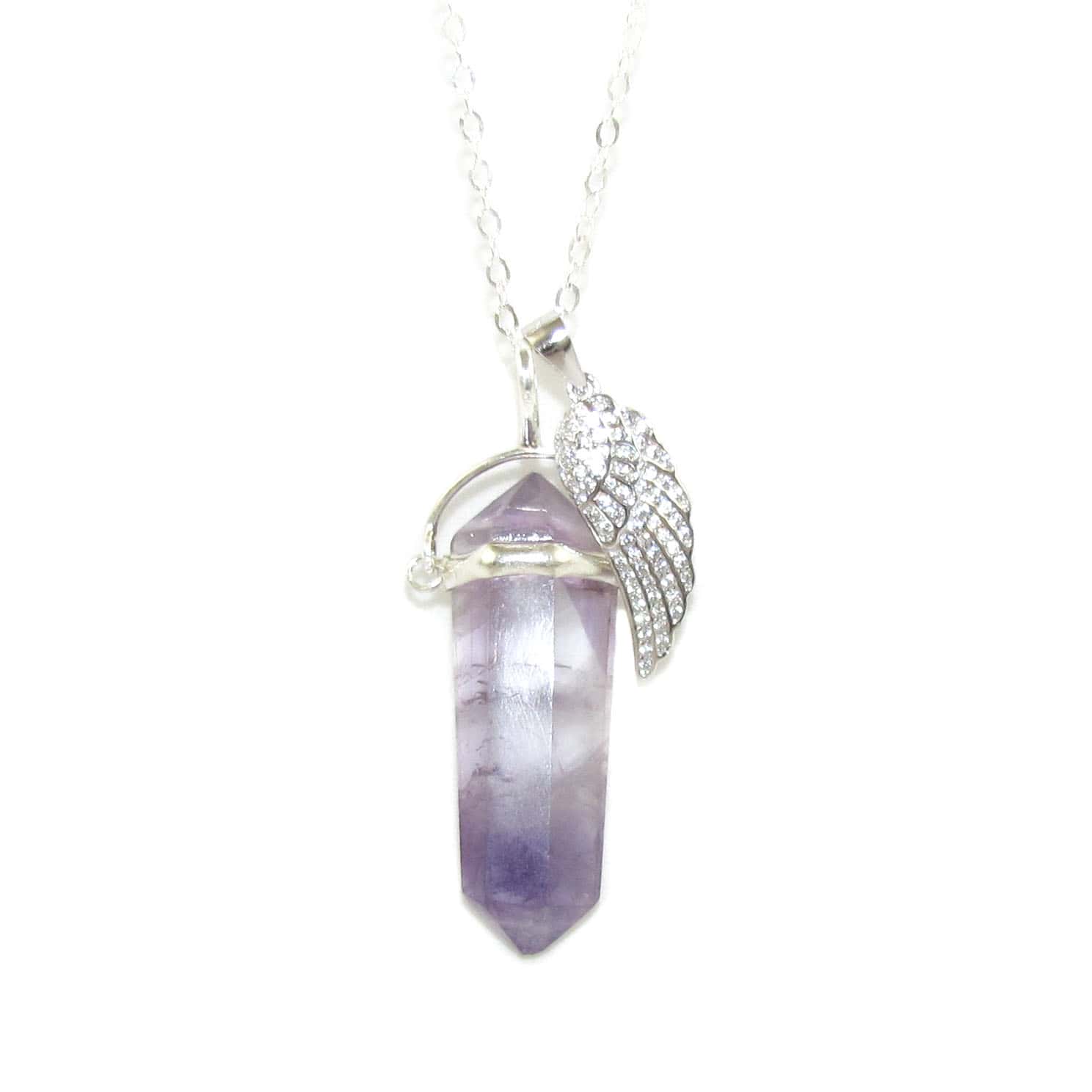 Amethyst Edelstein Stabspitze mit Engelsflügel & Zirkon 💜✨
