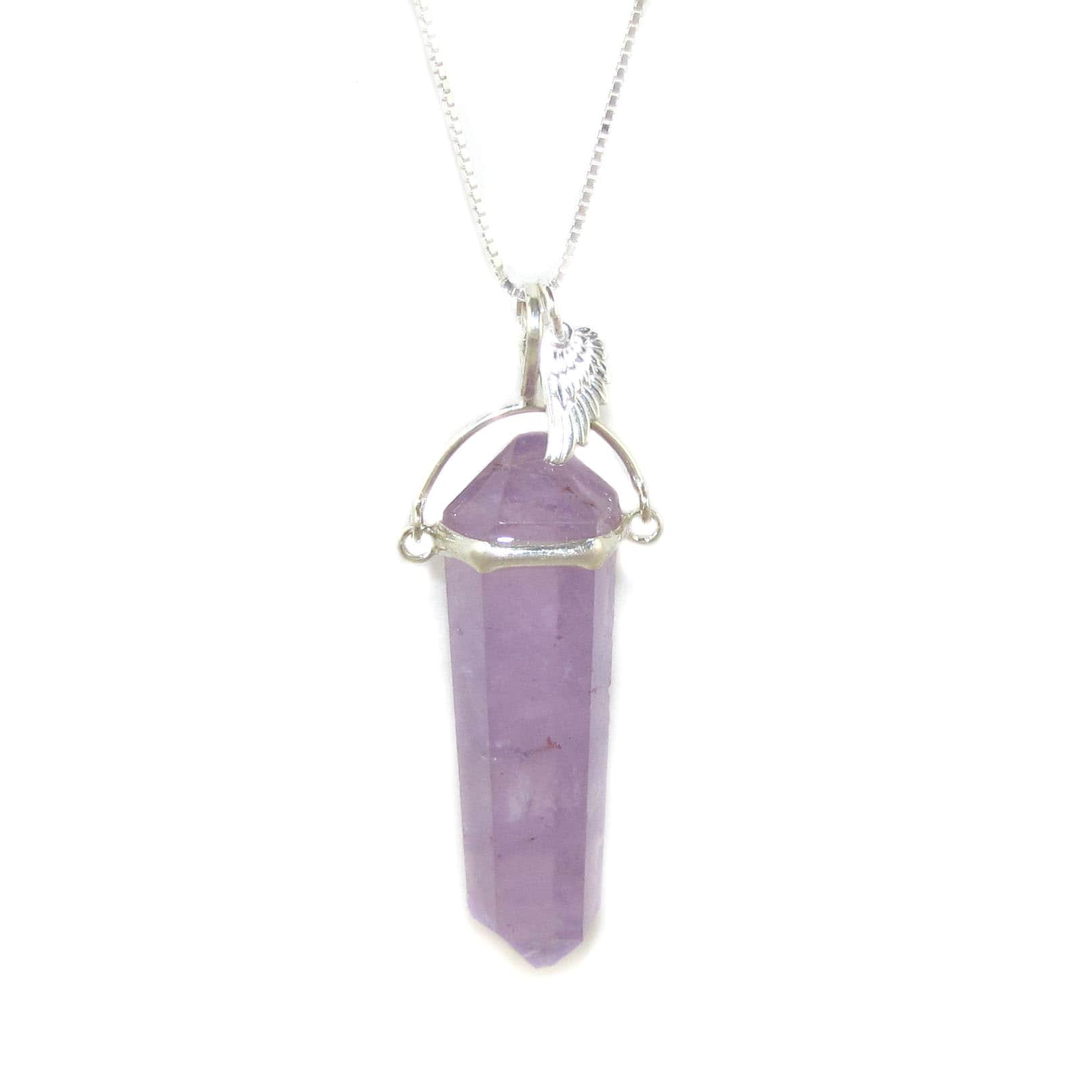 Amethyst Stab Spitze Edelstein Heilstein Engelsflügel Karma Kette, geweiht - inneres Wissen
