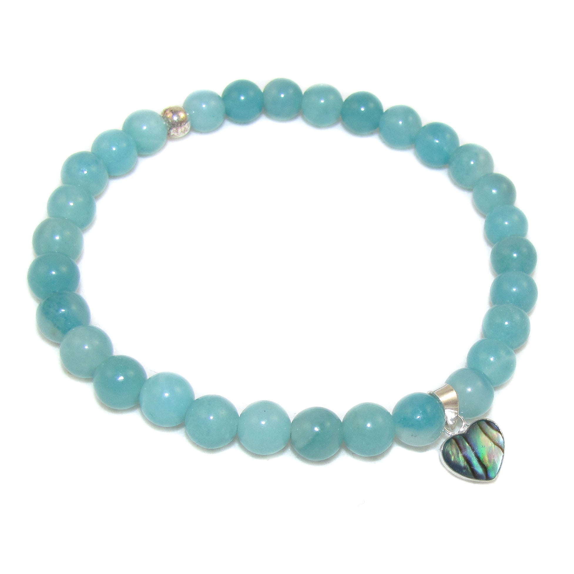 Amazonit Karma Edelstein Armband mit Regenbogen Abalone Herz, #hoffnungsvoll