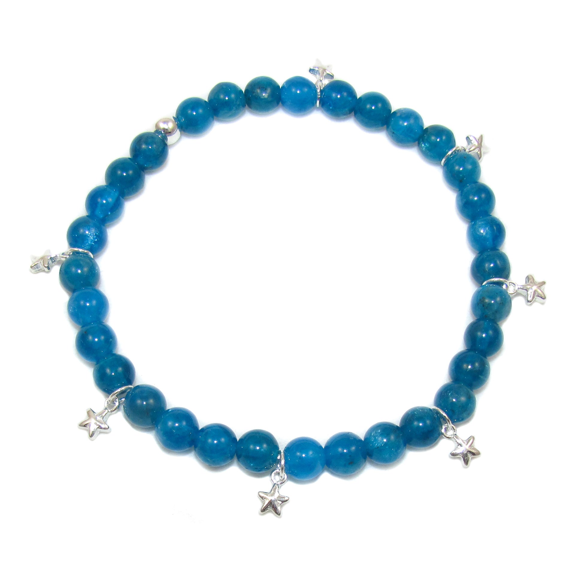 Apatit Edelstein Heilstein Karma Armband 7 Seesterne, Wunder willkommen