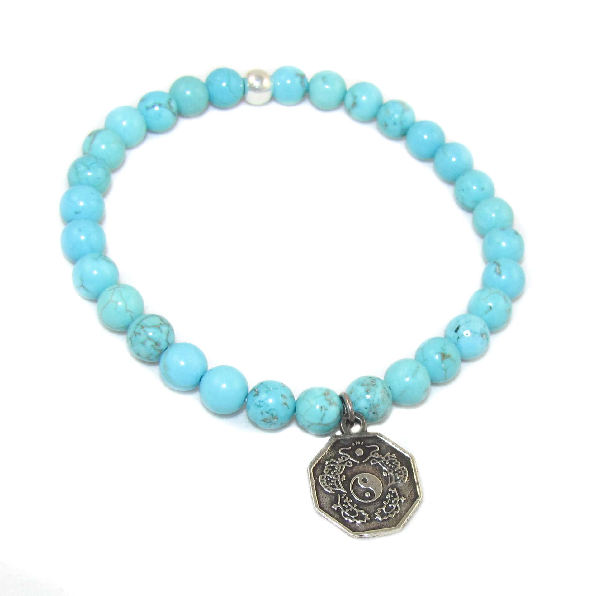 Tibet Türkis Edelstein Heilstein Karma Armband Yin Yang, Harmonie der Seele