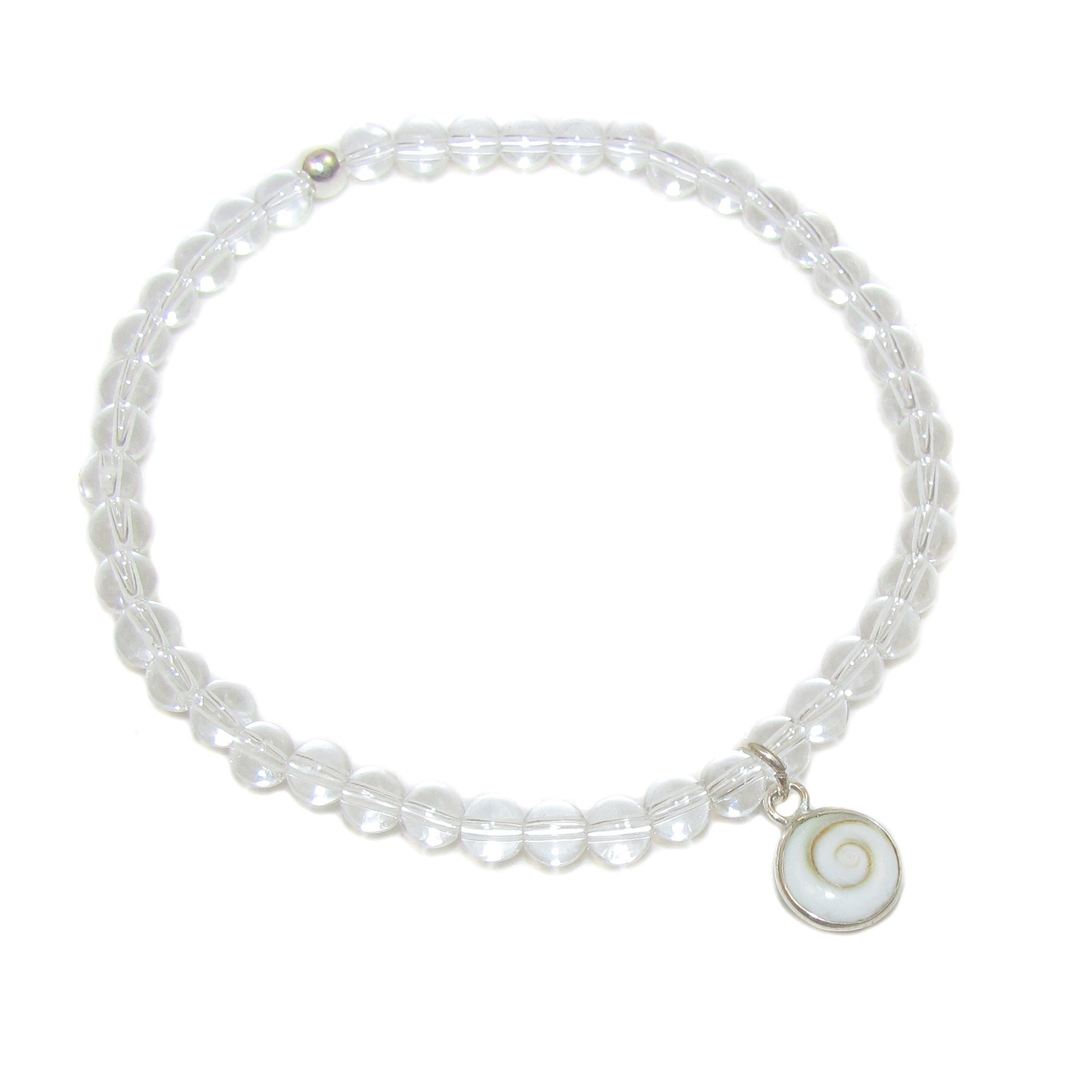 Bergkristall Mallorca Muschel Karma Heilstein Armband, AA Edelsteine, Klarheit und Freiheit