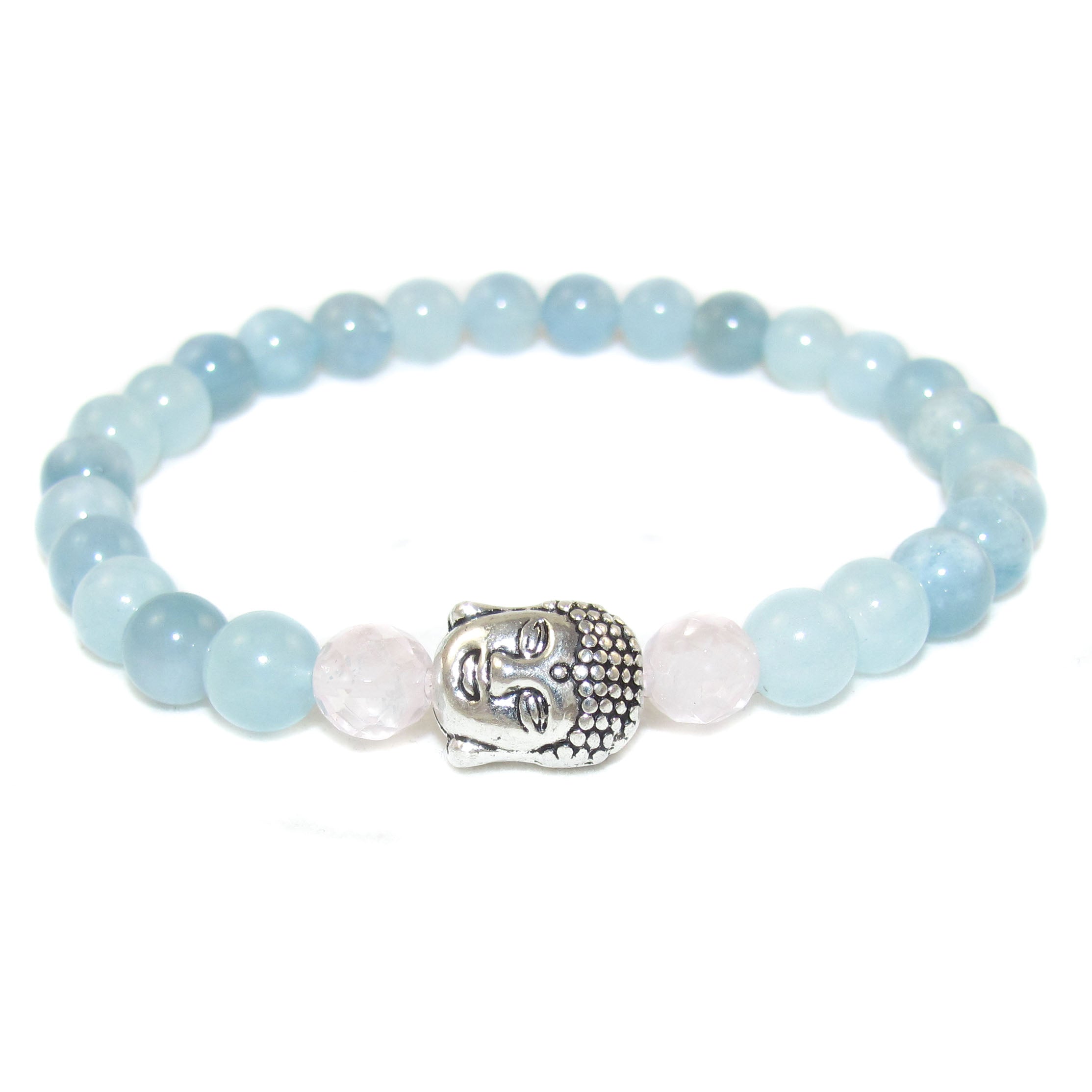 Aquamarin Edelstein Karma Buddha Armband geweiht - folge deiner Intuition