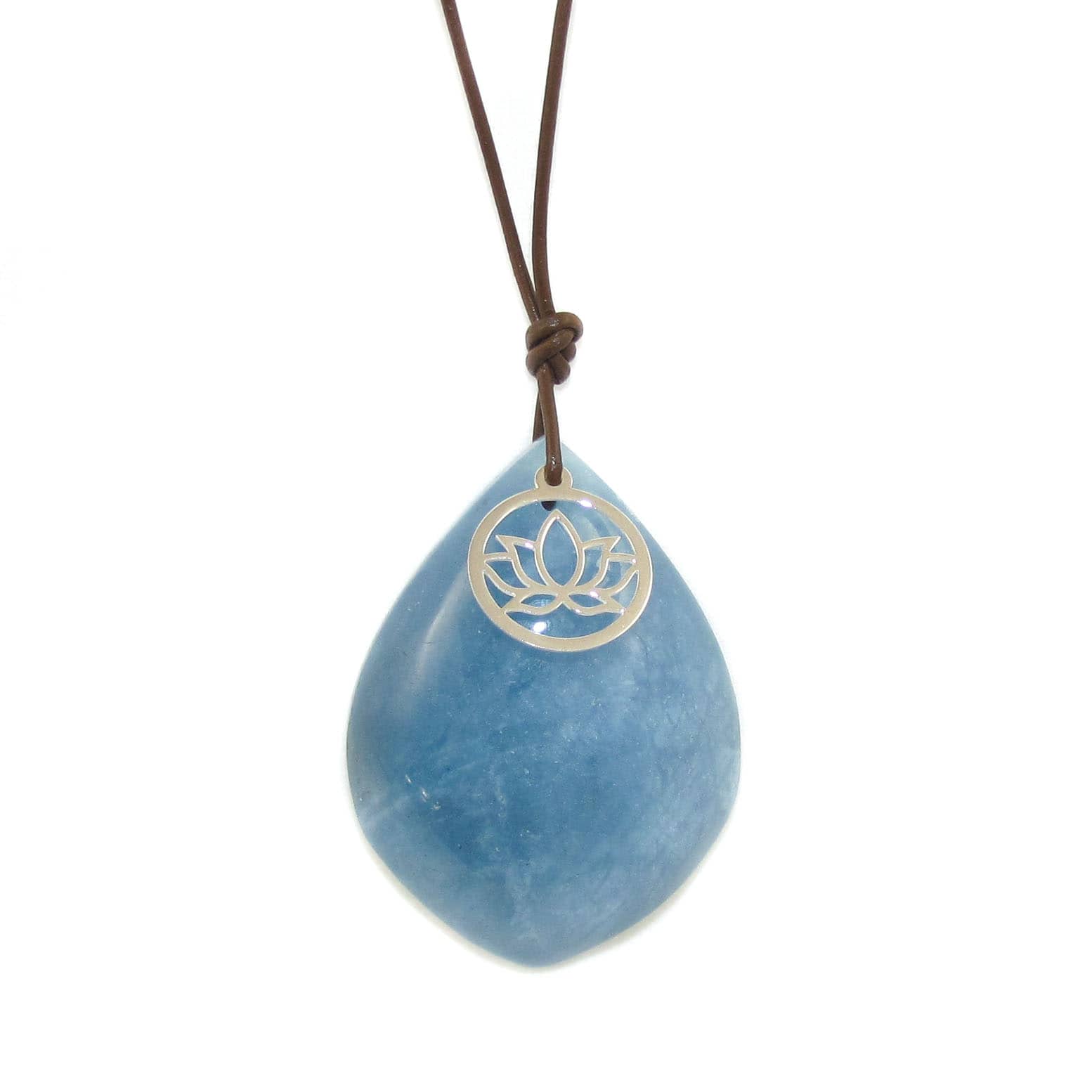 blauer Opal Edelstein Heilstein Lotus Karma Schmuck Kette, geweiht, Seelenkraft