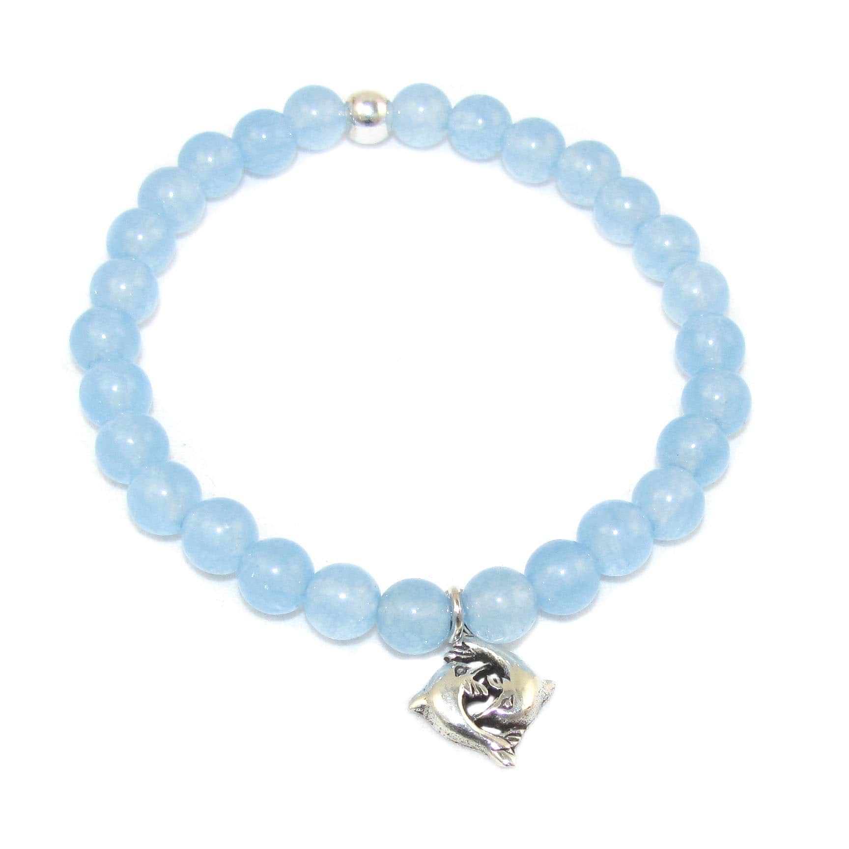 blaue Jade Delfin Karma Armband, lichtvoller wasserblauer Edelstein, das Leben lieben