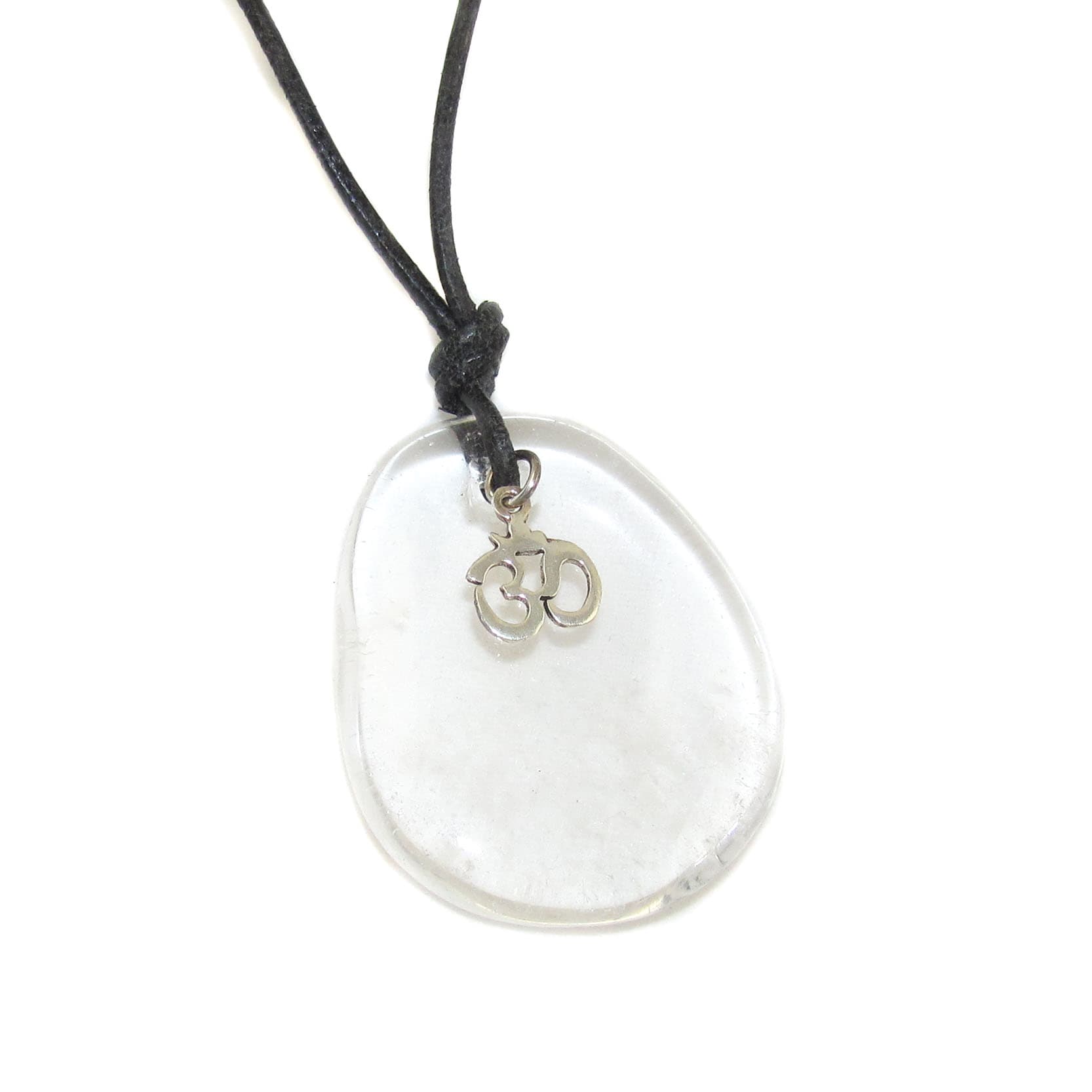 Bergkristall OM Symbol Edelstein Heilstein Karma Kette - Vertrauen und Gelassenheit