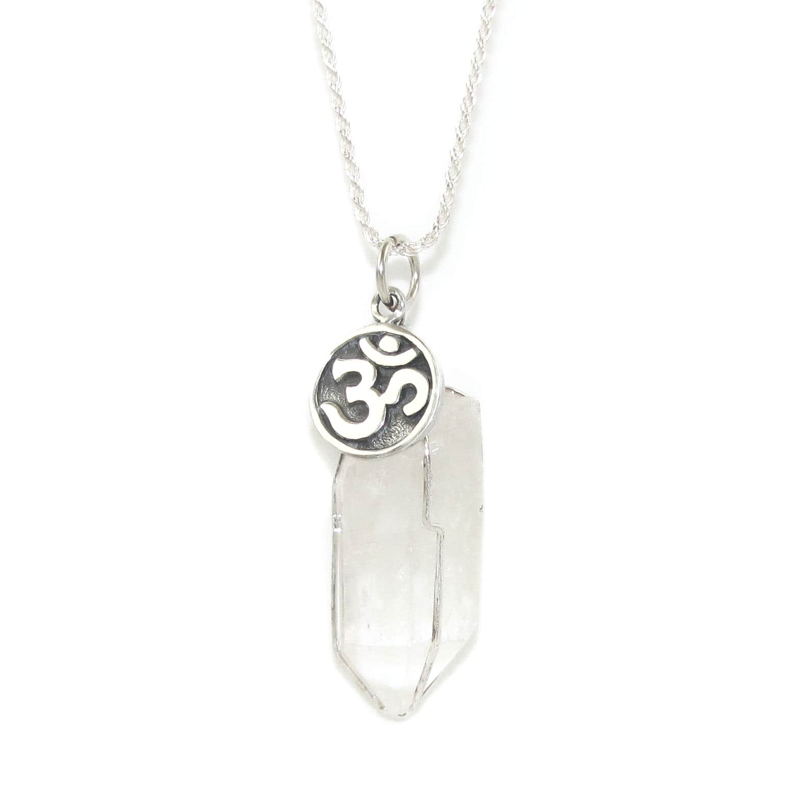 Bergkristall Spitze XL Edelstein Heilstein OM Karma Kette, Aura Chakra Reinigung und Bewusstsein