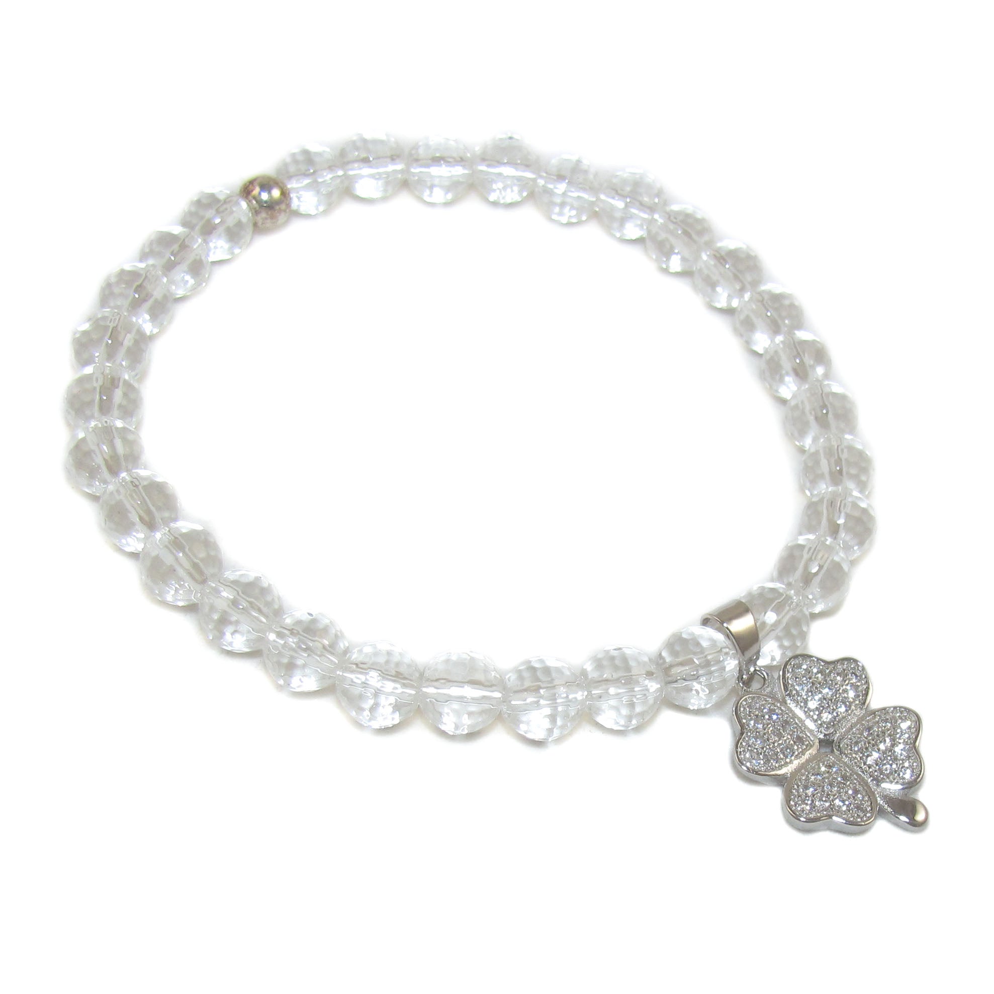 Bergkristall Edelstein Heilstein Karma Armband mit Markasit Kleeblatt, Einheit, Glück