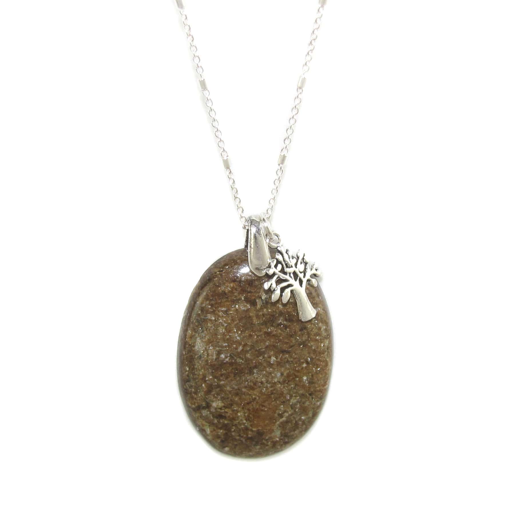 Bronzit Edelstein Heilstein Lebensbaum Karma Kette 50 cm, geweiht - neue Leichtigkeit und Willenskraft