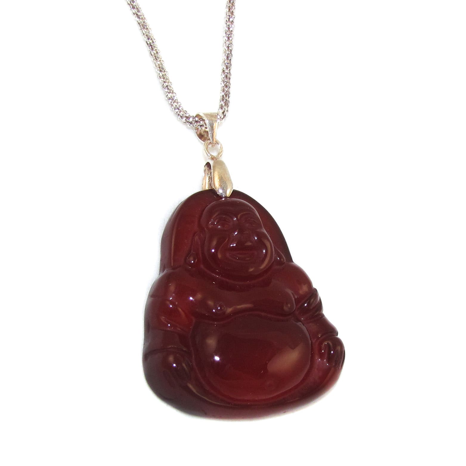 Buddha BuDai Carneol Edelstein Heilstein Karma Kette, Handarbeit - Glücksbuddha
