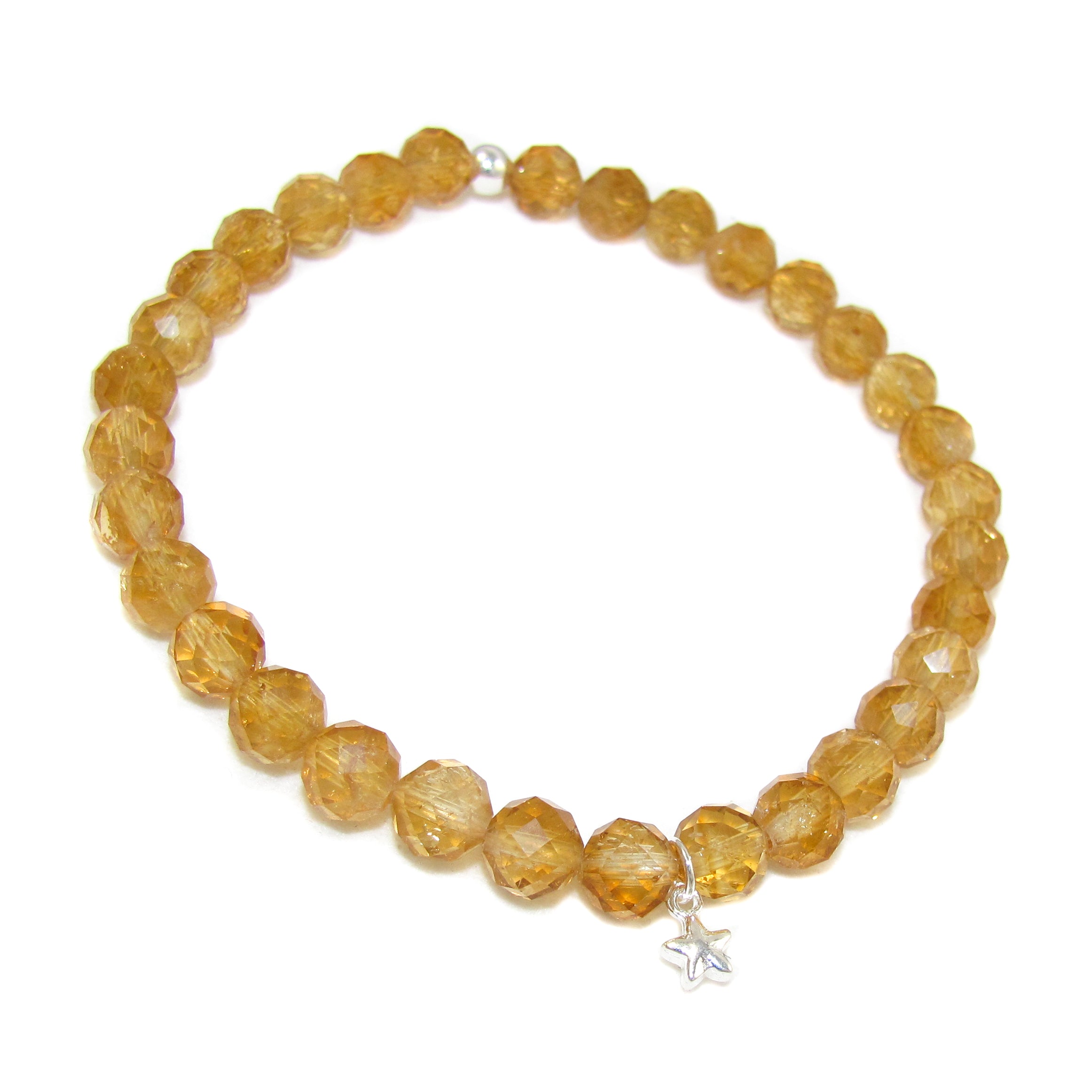 Citrin Sonnenlicht Edelstein Karma Armband mit mini Seestern, Licht und Liebe