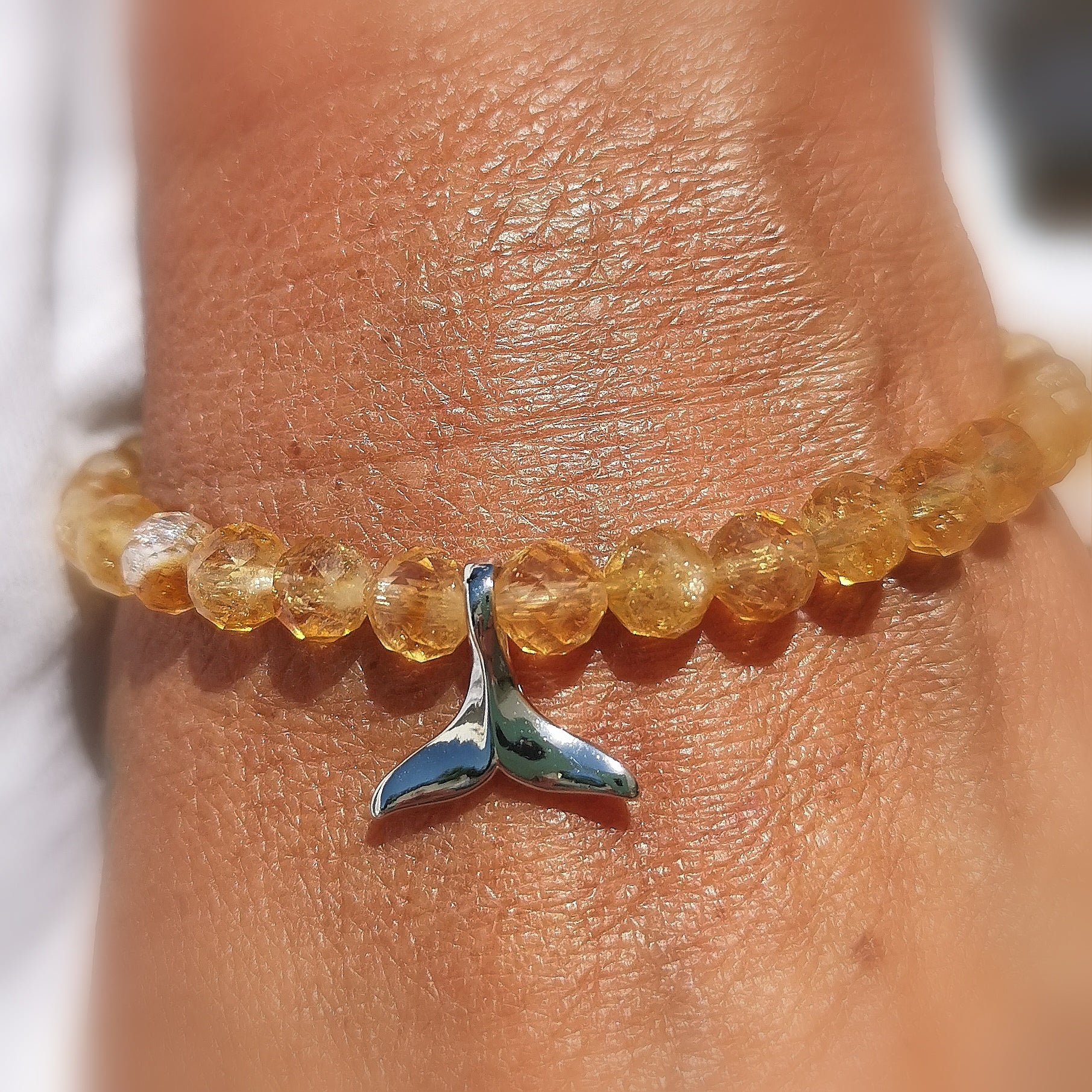 Citrin Sonnenlicht Edelstein Walflosse Karma Armband, tiefes Wissen und Erkennen