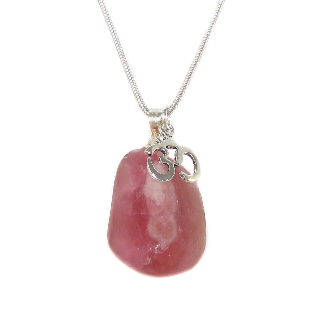 OM Symbol Kobaltcalcit Edelstein Heilstein Karma Kette Anhänger, geweiht - Harmonie, innerer Frieden