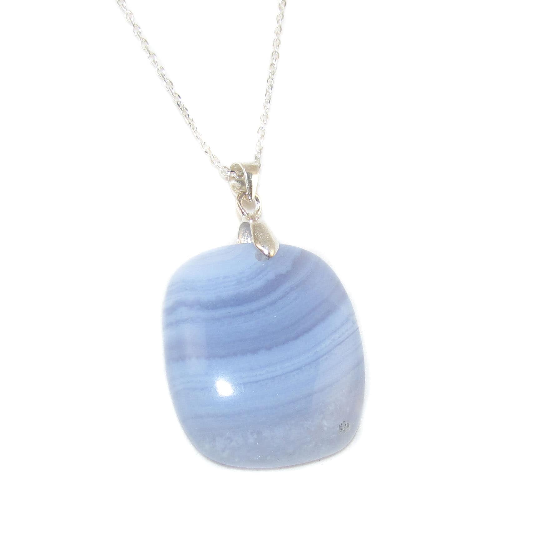 Chalcedon Edelstein Heilstein Karma Kette 45 cm, geweiht - Selbstbewußtsein