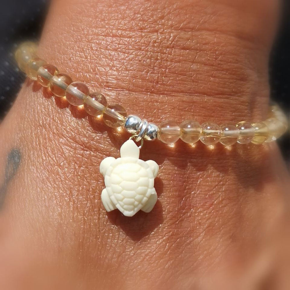 Citrin Sonnenlicht Karma Edelstein Armband mit Schildkröte, glückliche Zeiten