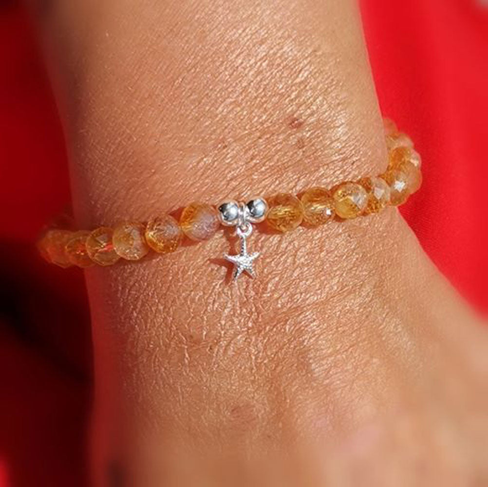 Citrin Sonnenlicht Karma Edelstein Armband mit Seestern, Zeit für Wunder