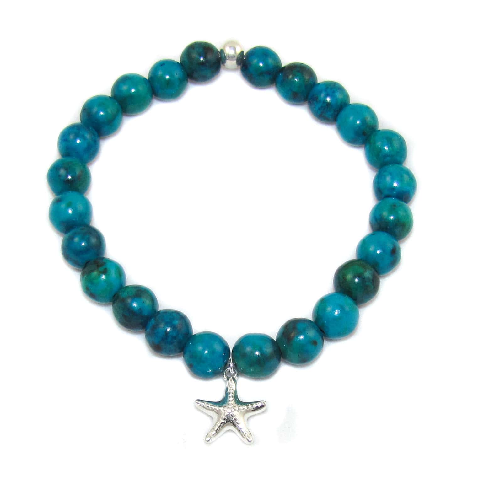 Chrysokoll Edelstein Seestern Karma Armband, Geduld und Hoffnung