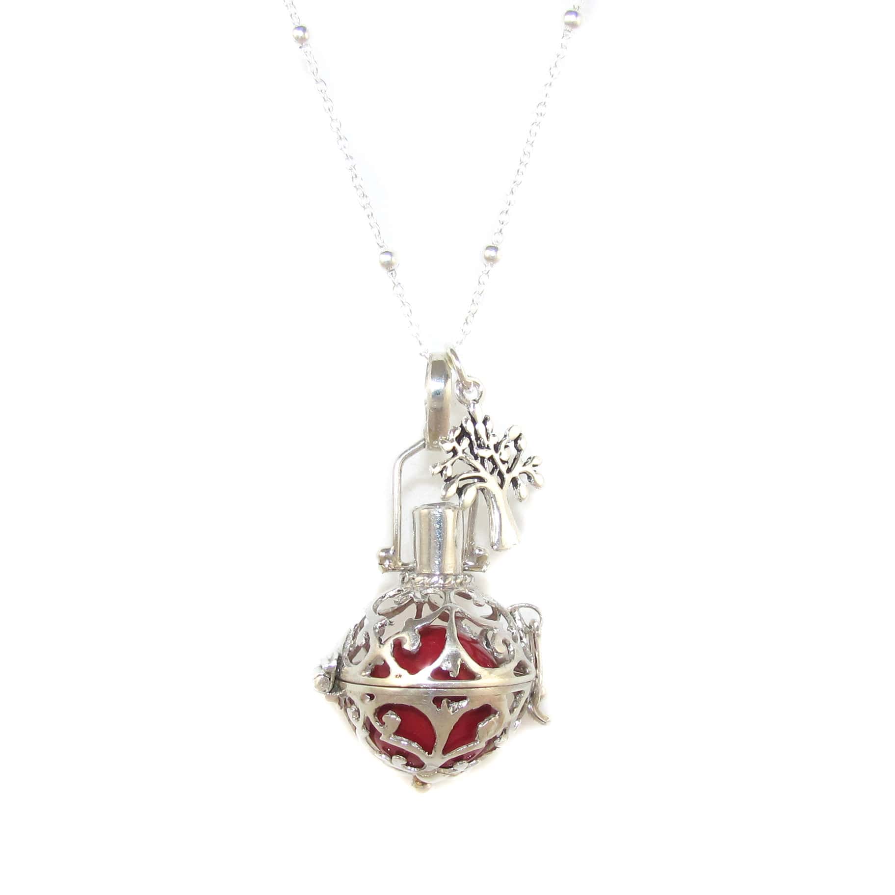 edles Karma Engelsrufer Lebensbaum Zirkonia Edelstein Ketten Set 45 cm, rot, geweiht - Lebenskraft