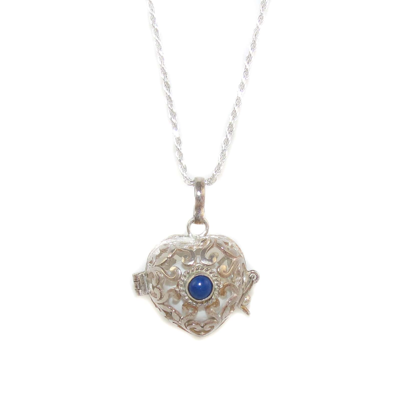 Herz Engelsrufer Klangkugel Lapislazuli Edelstein Heilstein Karma Kette, geweiht - von Herzen geliebt