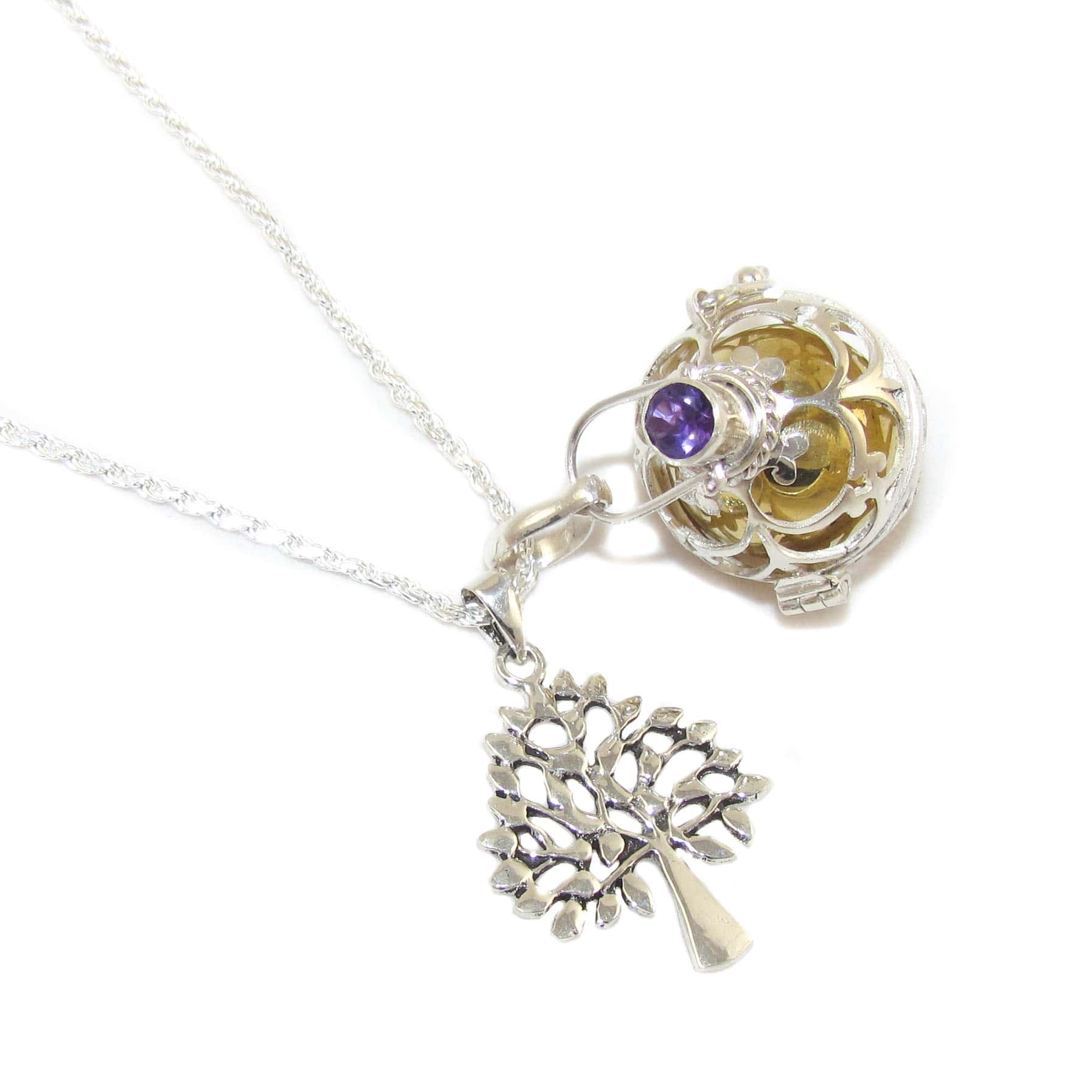 Engelsrufer Lebensbaum Tree of Life Karma Amethyst Edelstein Kette Set 70 cm, geweiht - Leichtigkeit, Lebenskraft