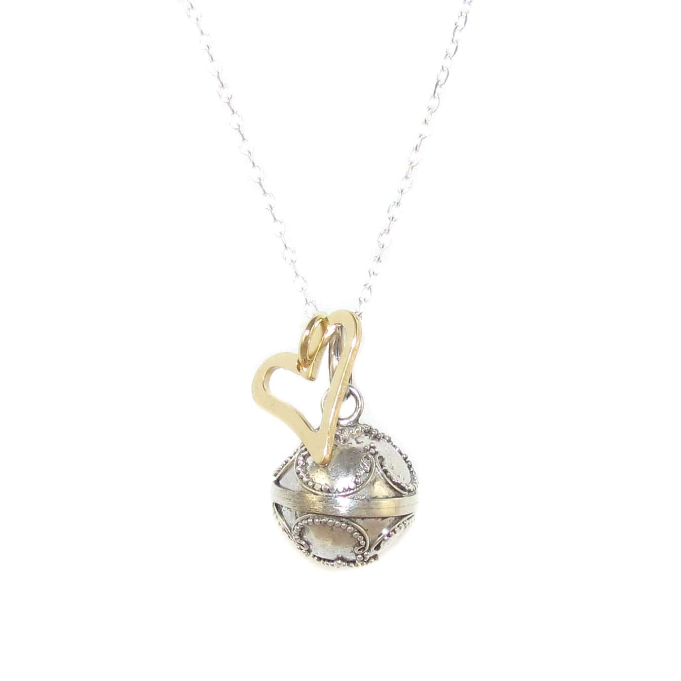 Engelsrufer Klangkugel Herz Karma Kette, Sterlingsilber Set 45 cm, geweiht - "in Liebe"