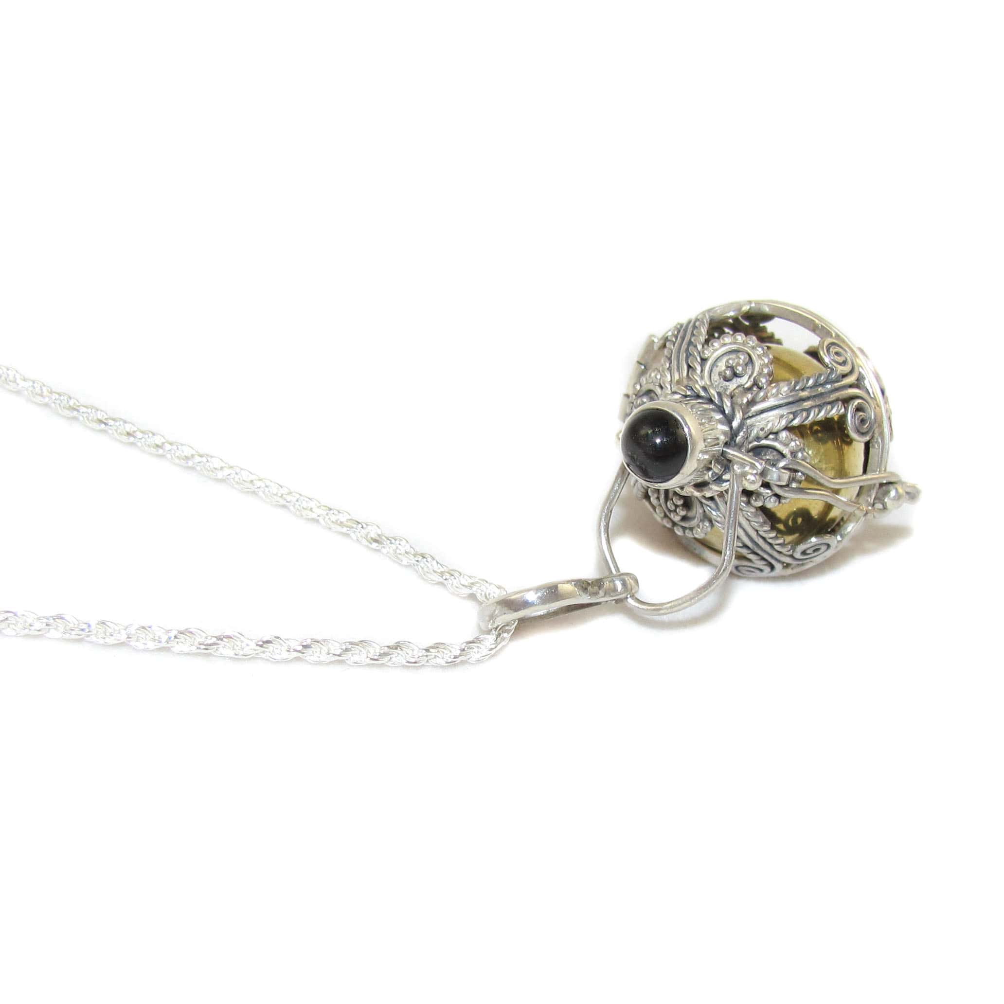 edle Engelsrufer Klangkugel Onyx Edelstein Heilstein Karma Kette 60 cm, geweiht - Liebe und Romantik
