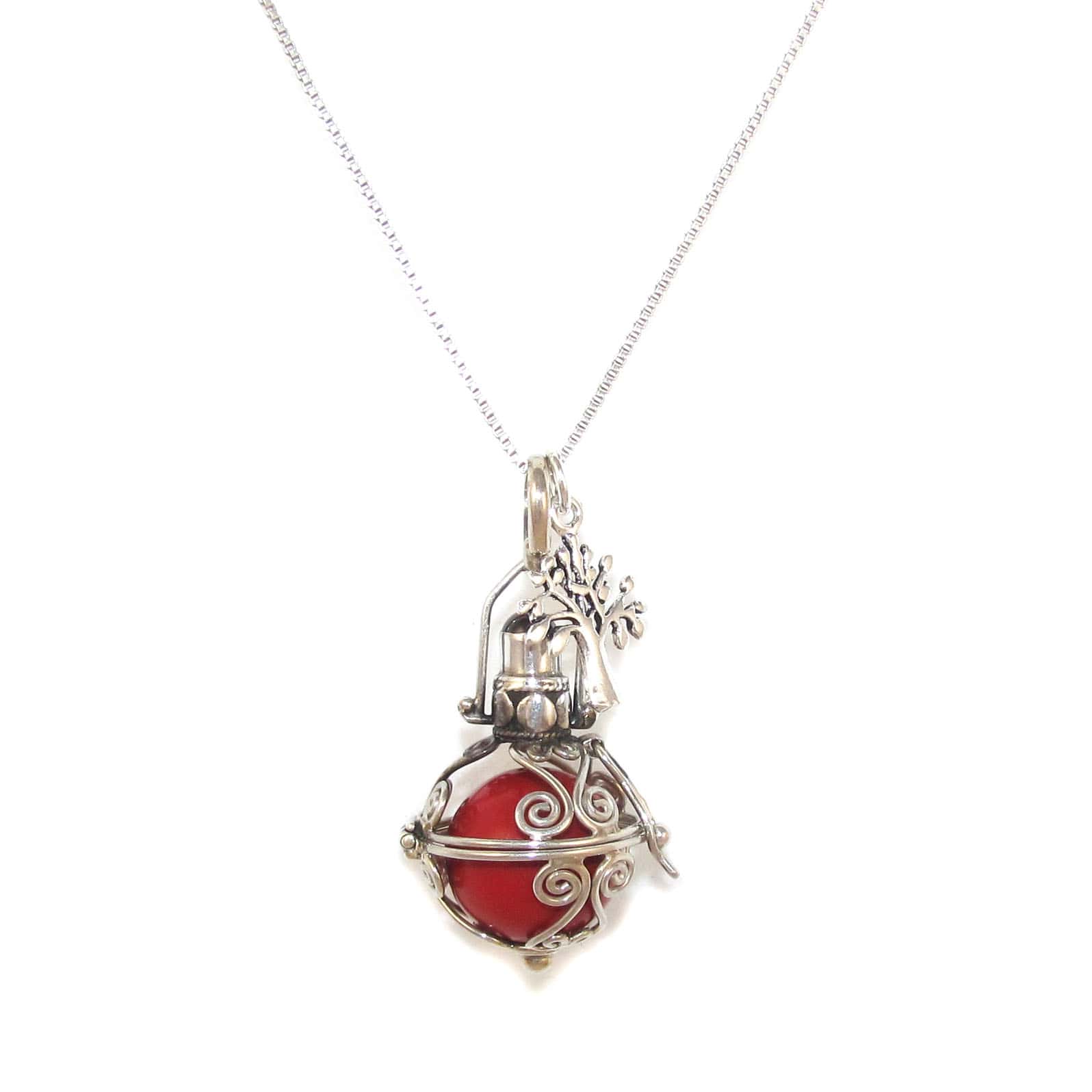 Engelsrufer Lebensbaum Granat Edelstein Heilstein Karma Kette, Set 50 cm, rot - Mut, Lebenskraft