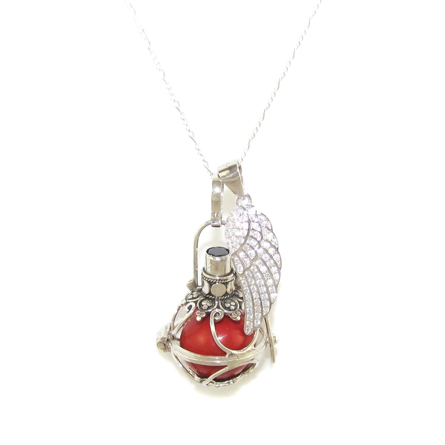 Engelsrufer Engelsflügel Onyx Edelstein Karma Kette Rot, geweiht - Liebe und Kraft