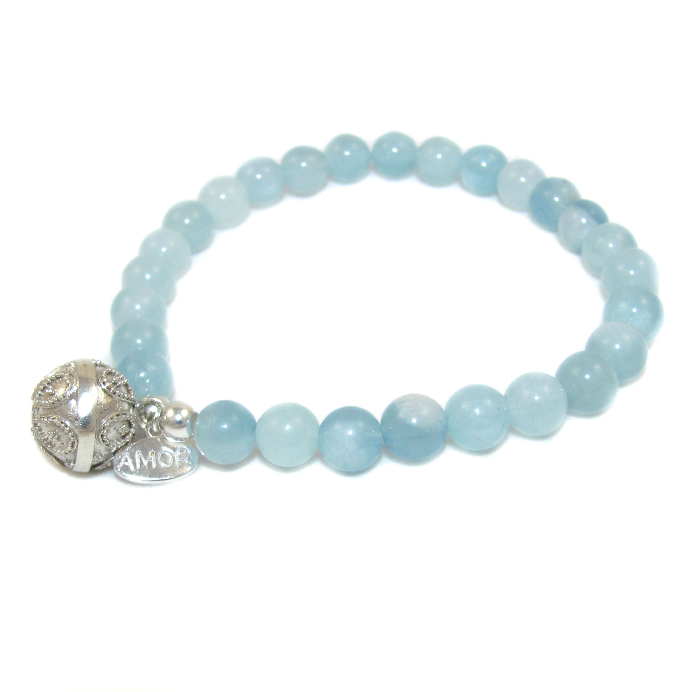 Aquamarin Engelsrufer Karma Armband, Edelstein Hellblau, Liebe - Amor