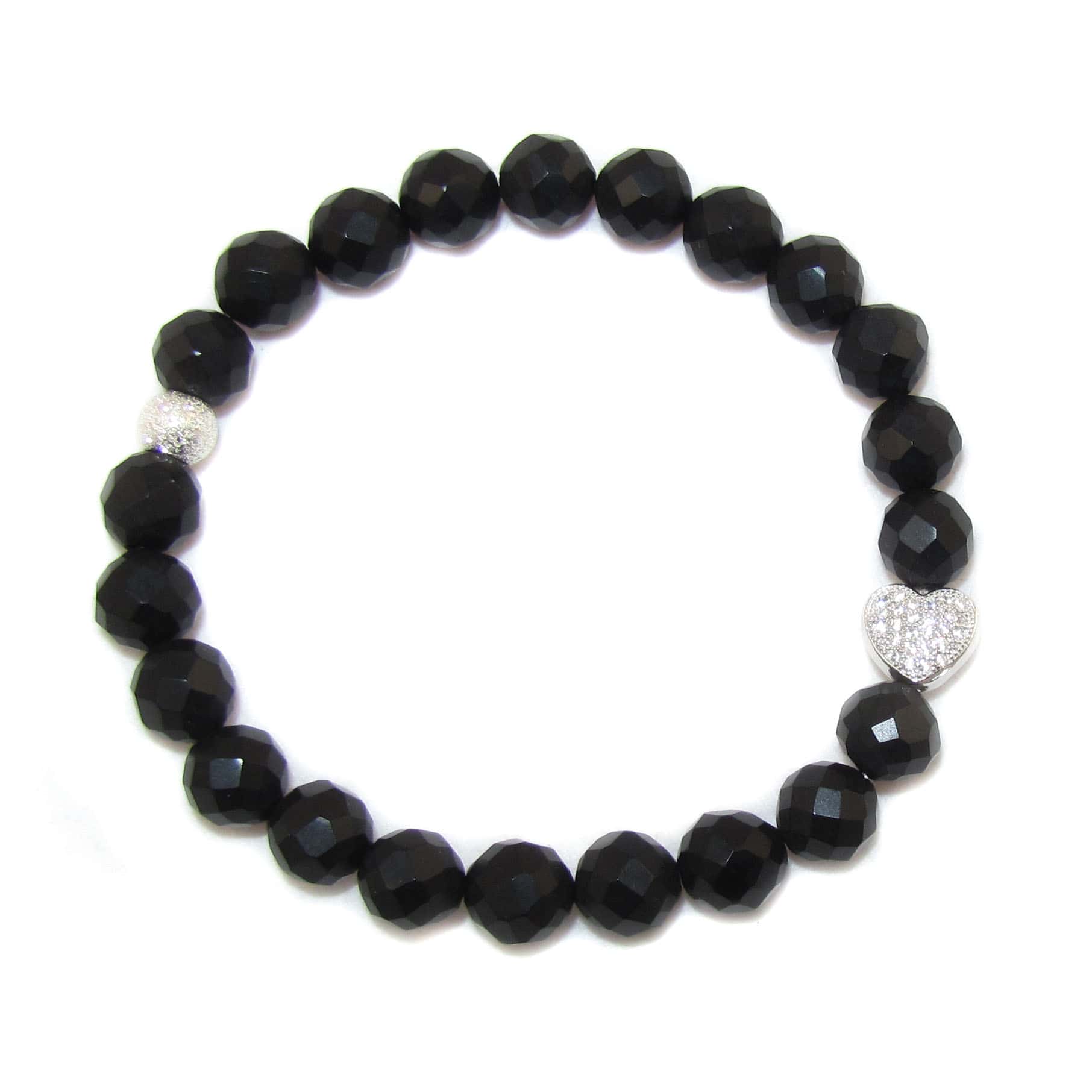 Karma Edelstein Chakra Herz Armband, Gagat versteinerte Kohle und Zirkon, voller Leben